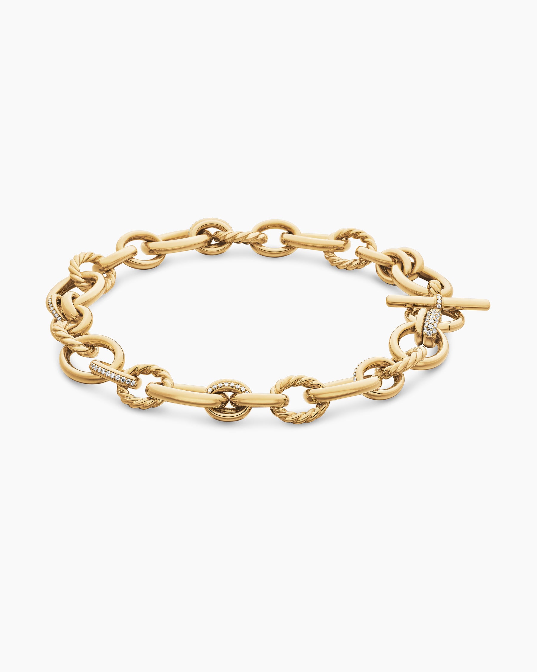 DY Mercer Chain Necklace in 18K Yellow Gold with Diamonds, 20mm - Image 3
