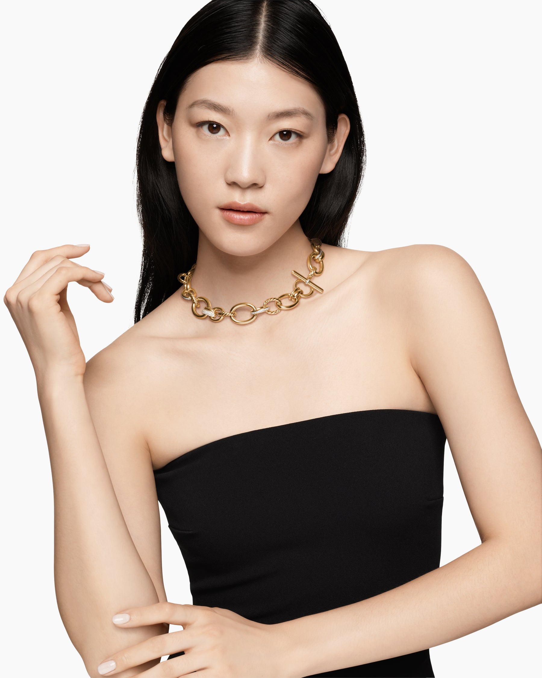 DY Mercer Chain Necklace in 18K Yellow Gold with Diamonds, 20mm - Image 6
