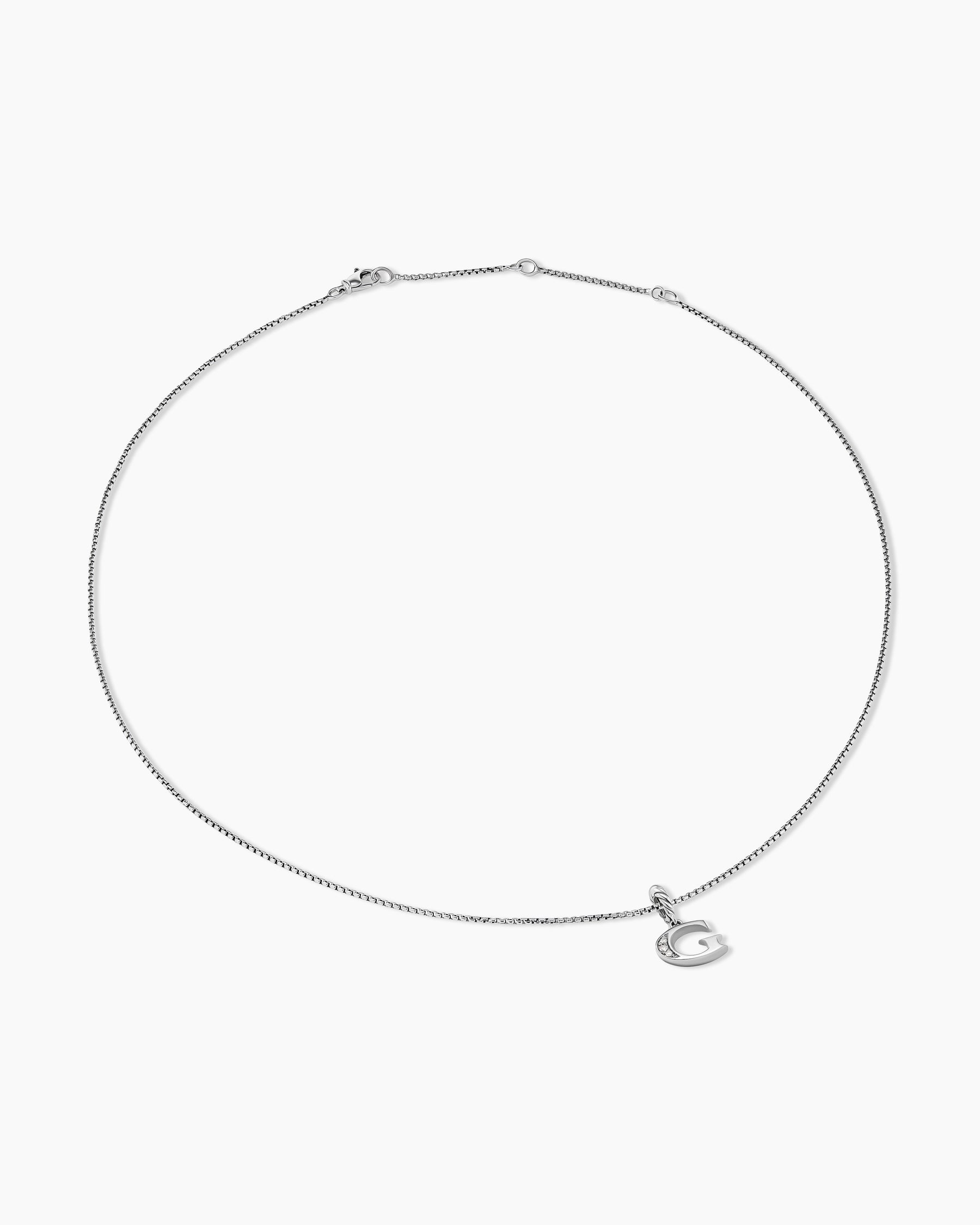 Pavé Initial Pendant Necklace in Sterling Silver with Diamond G - Image 3