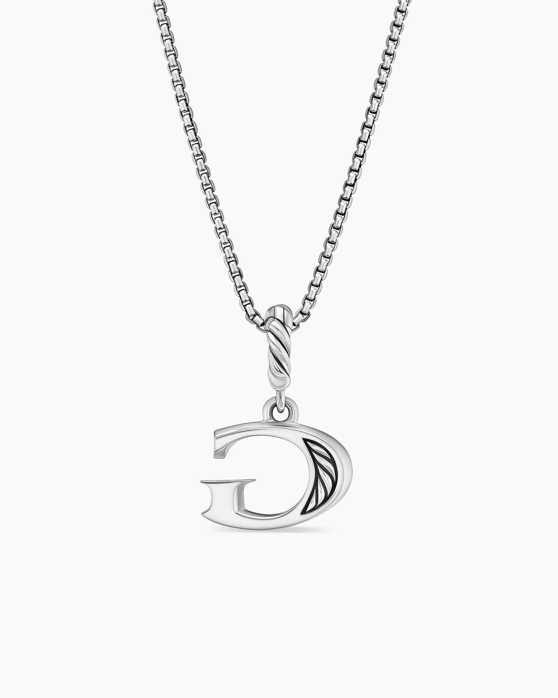 Pavé Initial Pendant Necklace in Sterling Silver with Diamond G - Image 4