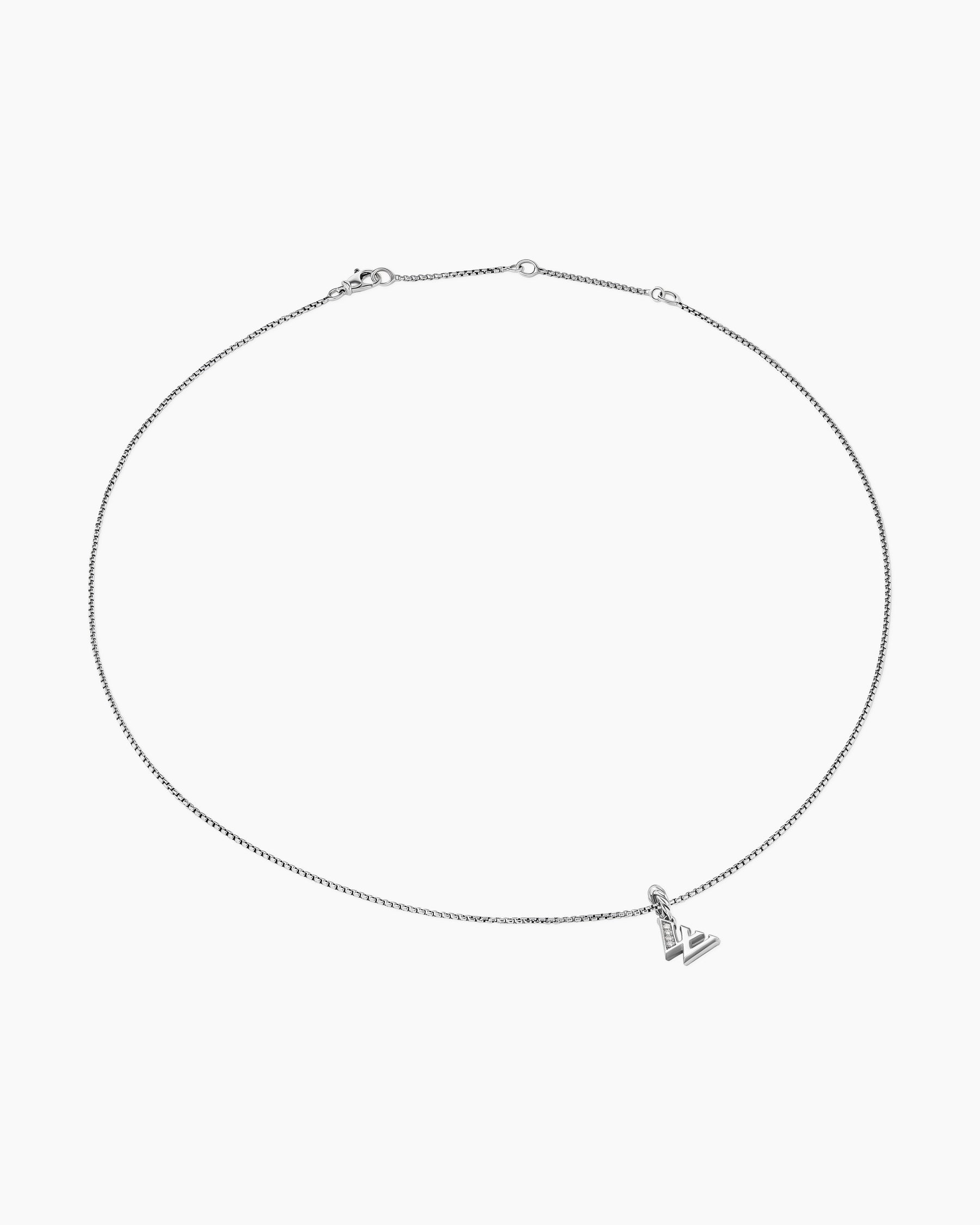 Pavé Initial Pendant Necklace in Sterling Silver with Diamond W - Image 3