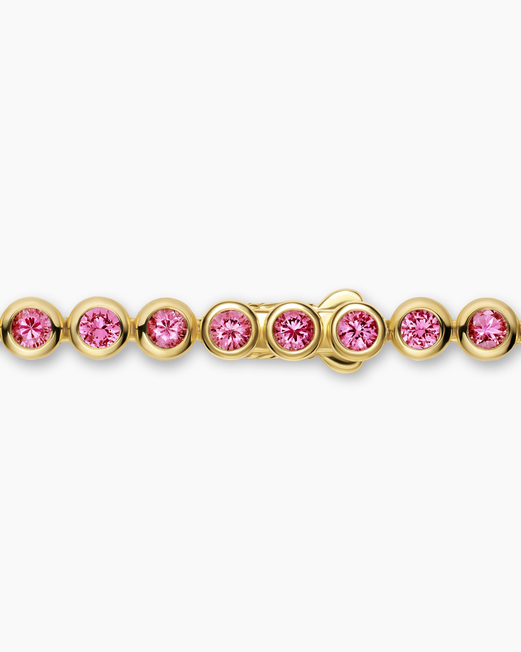 Bezel Set Tennis Necklace in 18K Yellow Gold with Pink Tourmalines, 4.7mm - Image 5