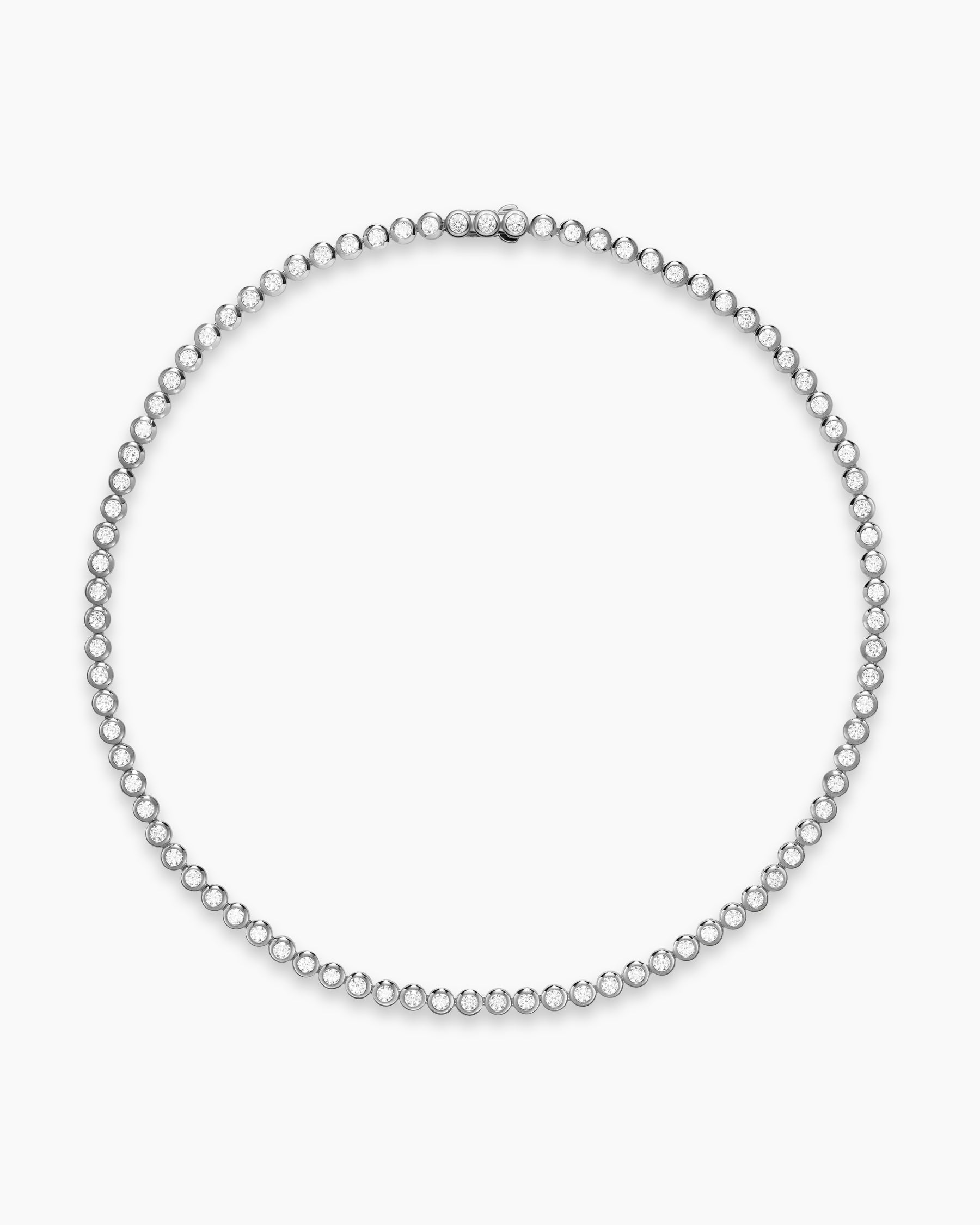 Bezel Set Tennis Necklace in 18K White Gold with Diamonds, 4.7mm - Image 4