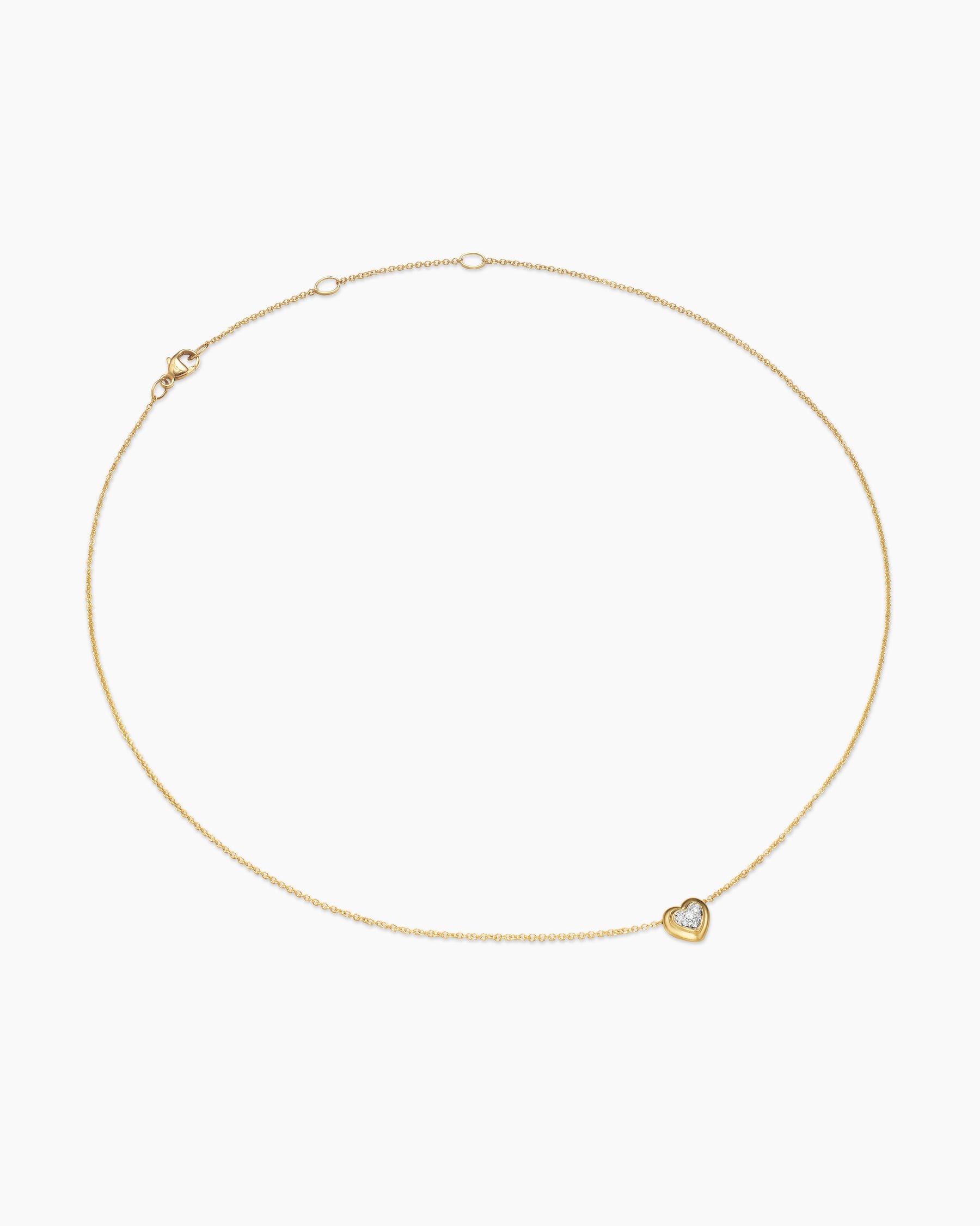 Puffy Heart Pendant Necklace in 18K Yellow Gold with Diamonds, 7.8mm - Image 3