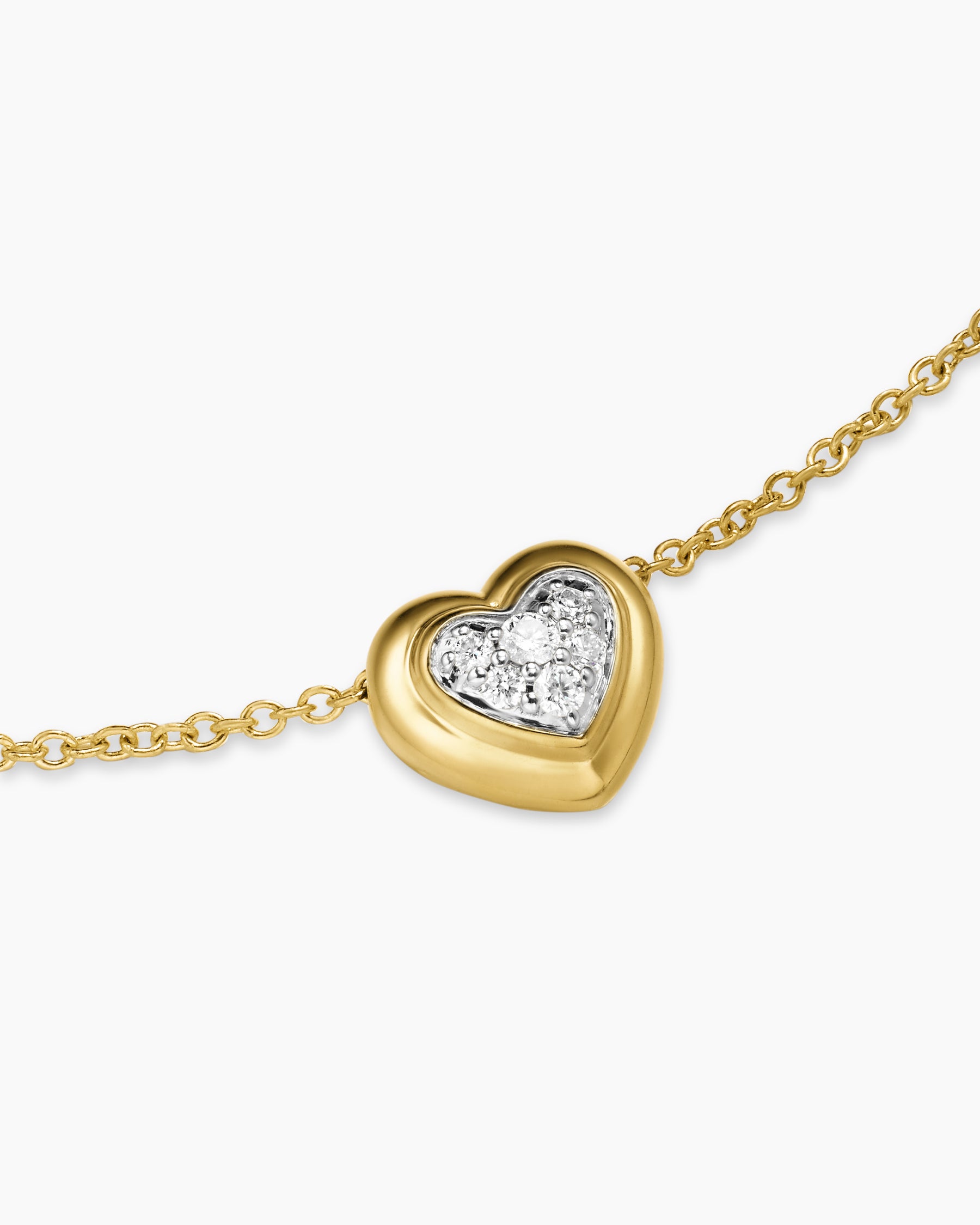 Puffy Heart Pendant Necklace in 18K Yellow Gold with Diamonds, 7.8mm - Image 5