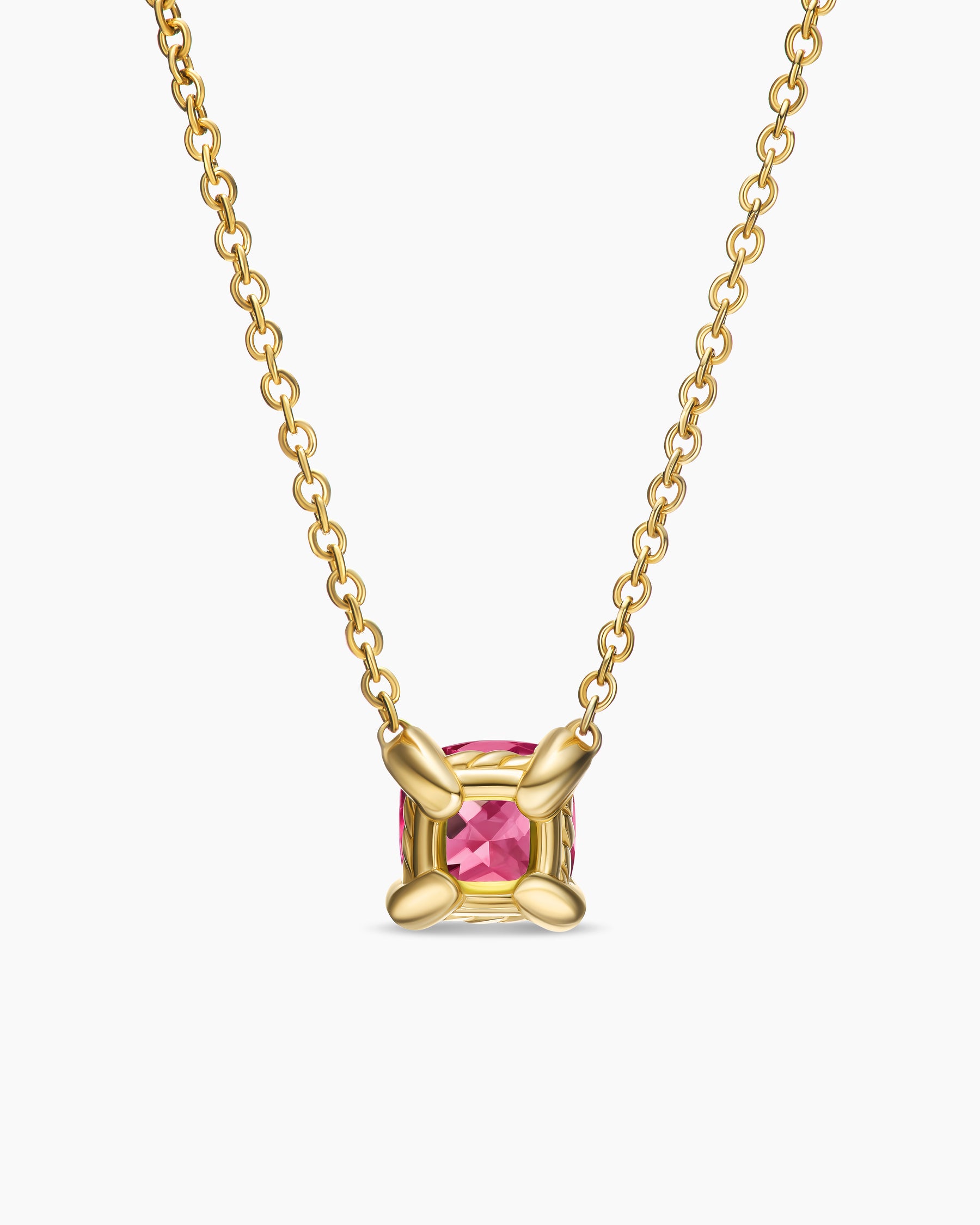 Micro Chatelaine Pendant Necklace in 18K Yellow Gold with Pink Tourmaline, 5mm - Image 4