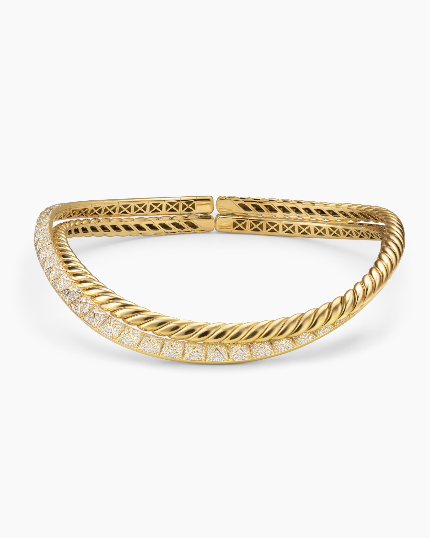 Crossover Trio Collar Necklace in 18K Yellow Gold with Diamonds, 16.5mm - Image 3