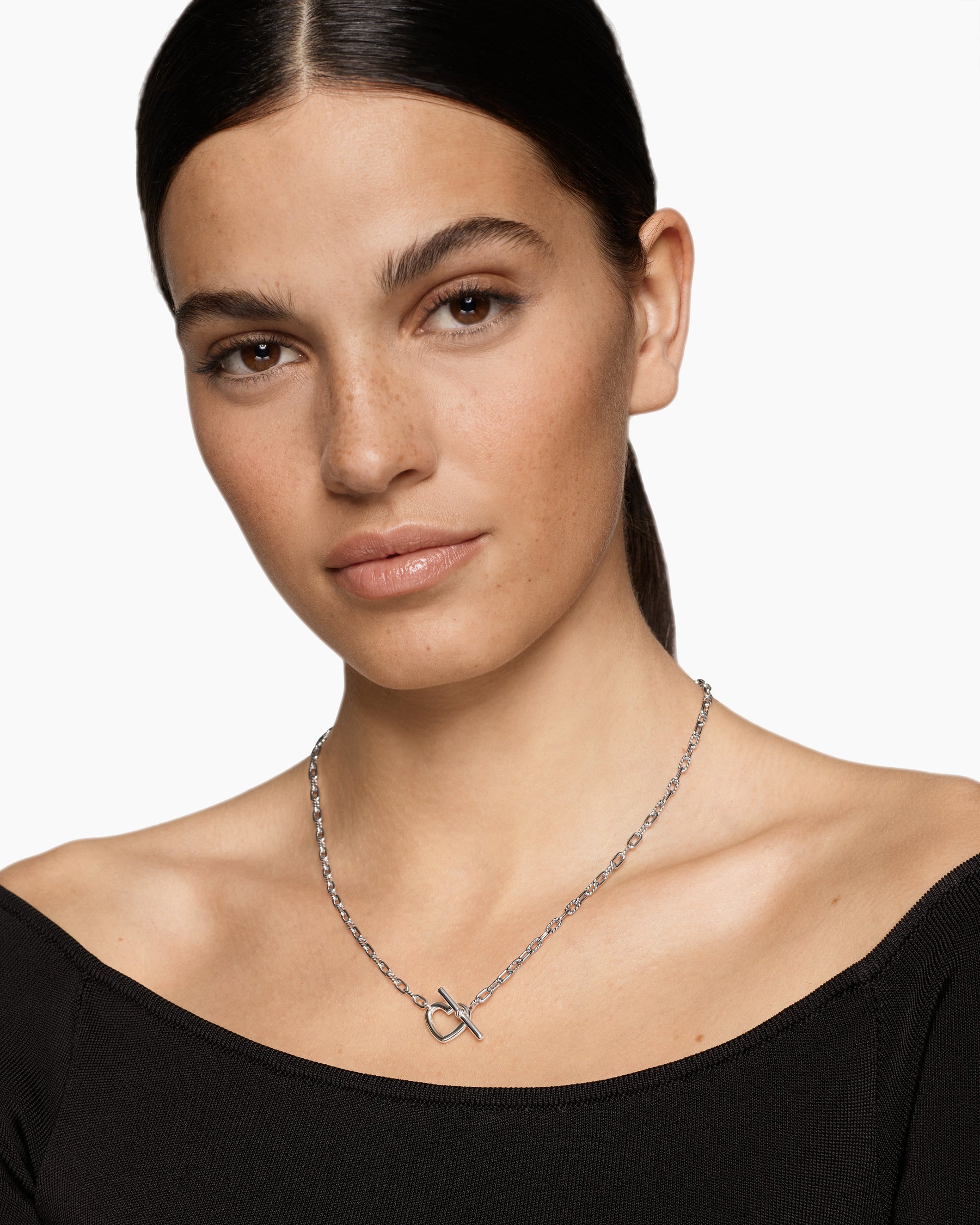 DY Madison Heart Toggle Chain Necklace in Sterling Silver, 3mm - Image 2