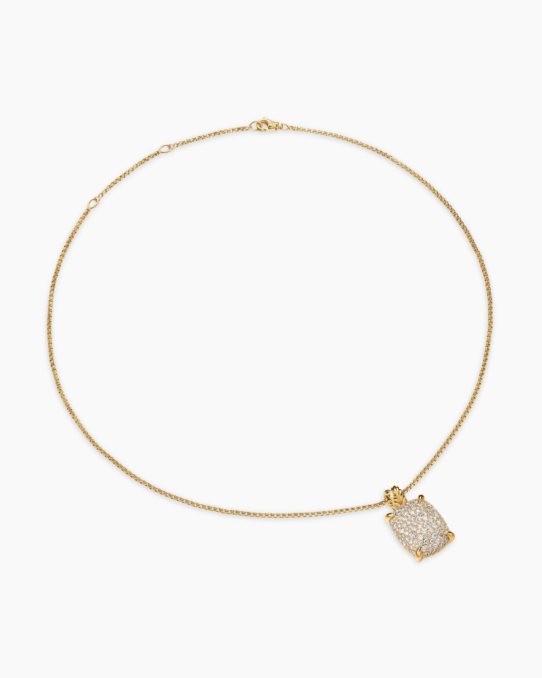 Chatelaine Elongated Pendant Necklace in 18K Yellow Gold with Diamonds, 19mm - Image 2