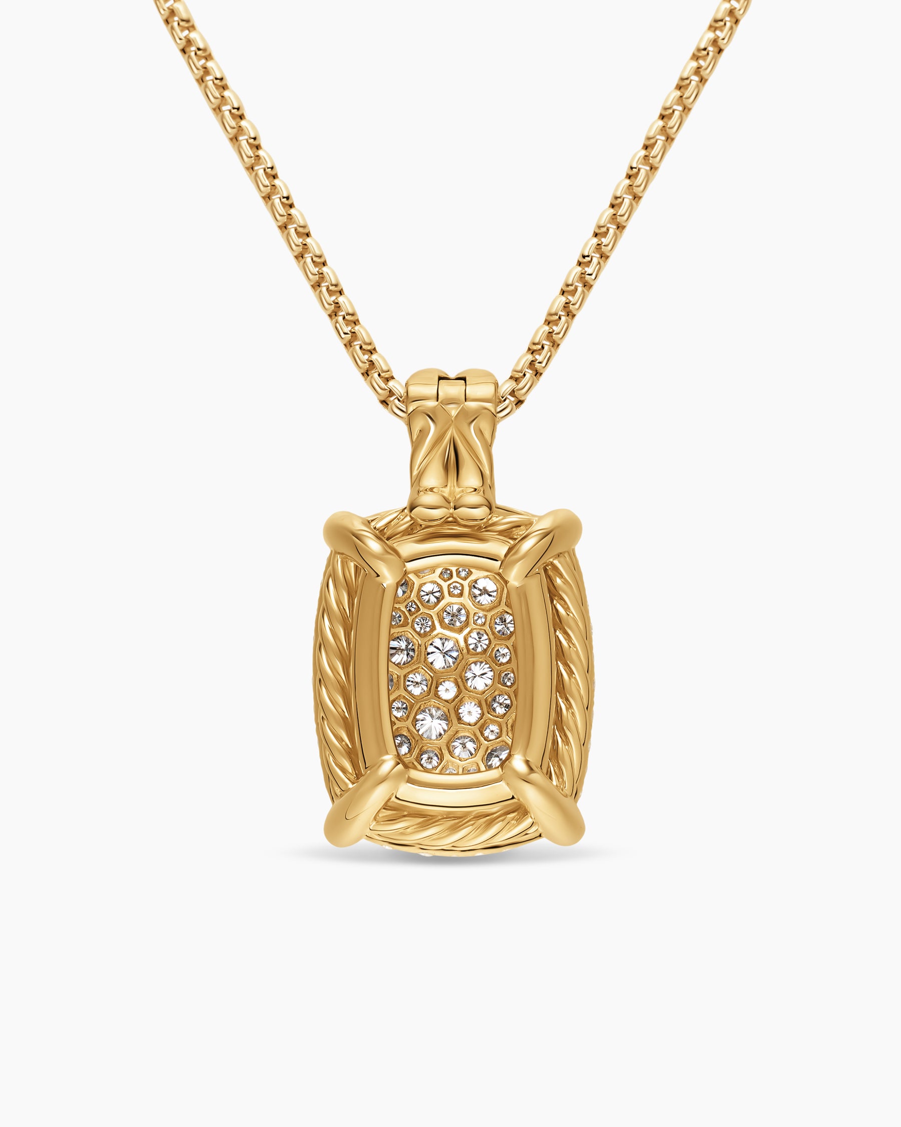 Chatelaine Elongated Pendant Necklace in 18K Yellow Gold with Diamonds, 19mm - Image 3