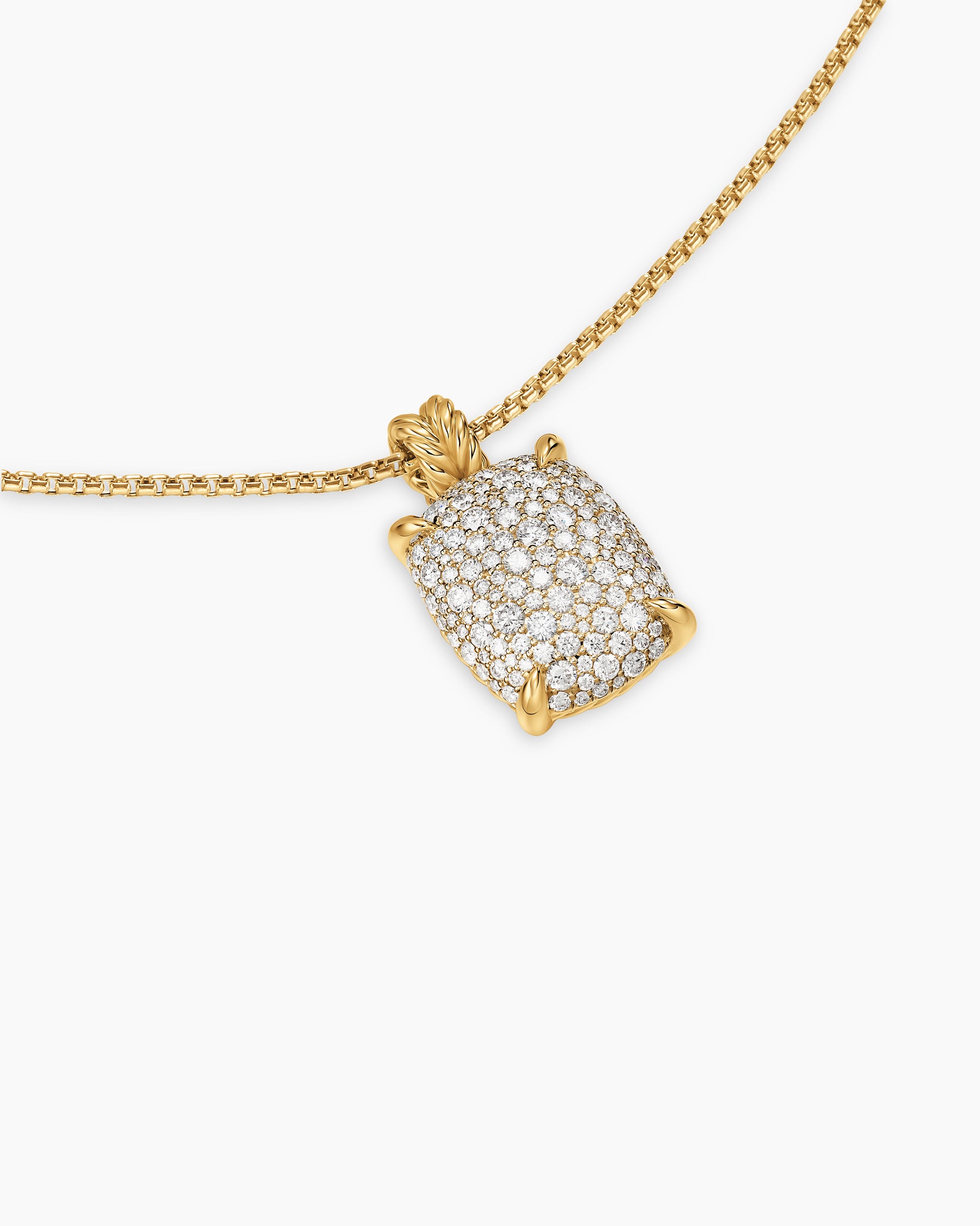 Chatelaine Elongated Pendant Necklace in 18K Yellow Gold with Diamonds, 19mm - Image 4