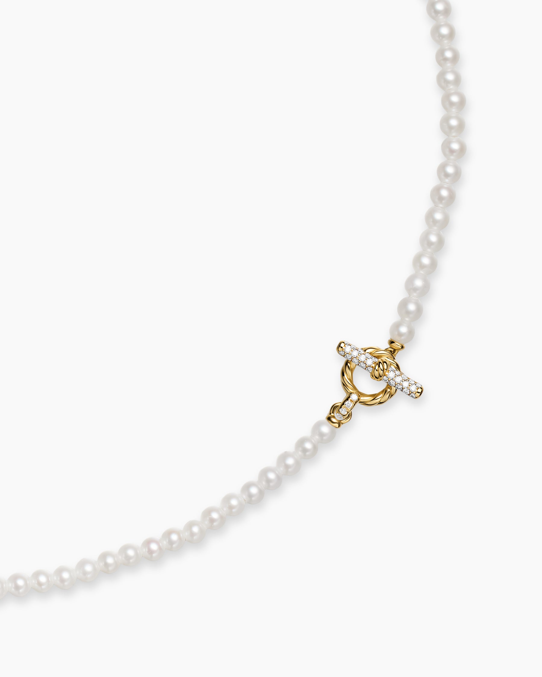 Pearl Classics Petite Toggle Necklace in 18K Yellow Gold with Diamonds, 3mm - Image 3
