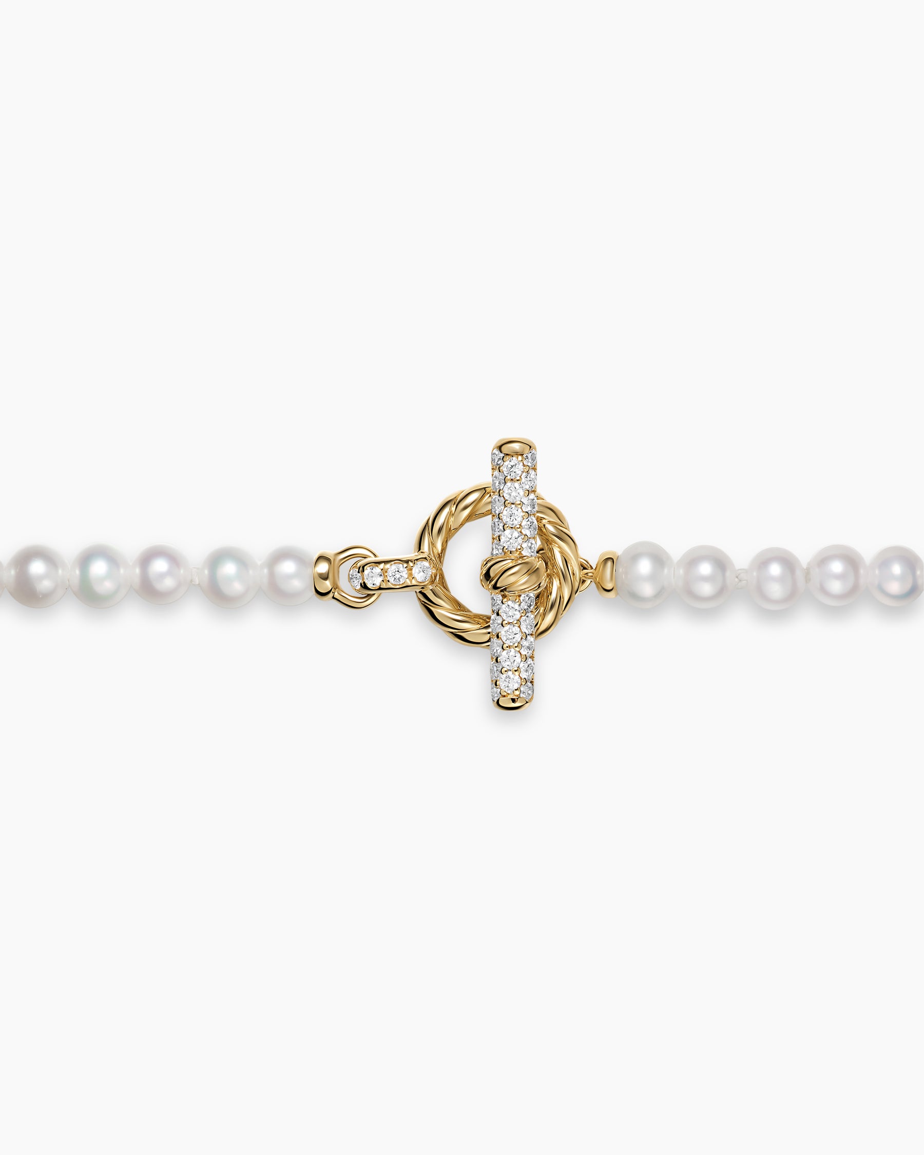 Pearl Classics Petite Toggle Necklace in 18K Yellow Gold with Diamonds, 3mm - Image 4