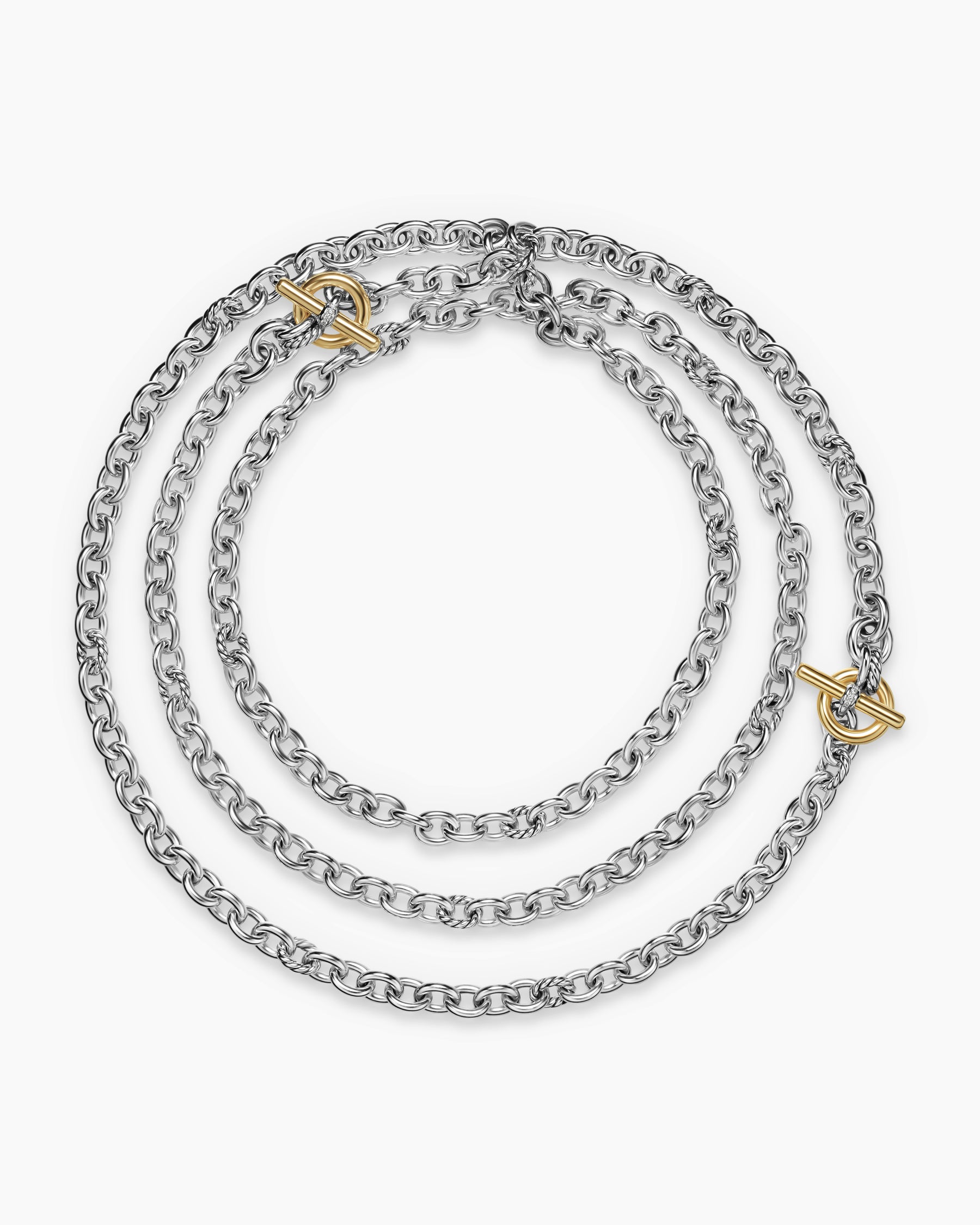 DY Mercer Convertible Chain Necklace in Sterling Silver with 18K Yellow Gold and Diamonds, 8mm - Image 5