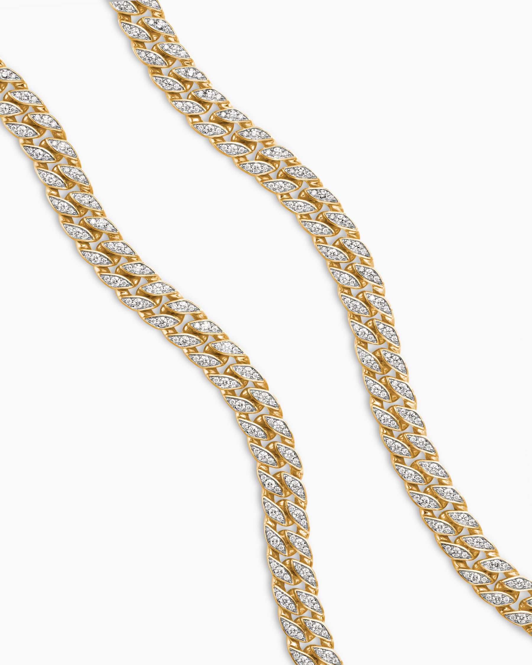Curb Chain Necklace in 18K Yellow Gold with Diamonds, 11.5mm - Image 3