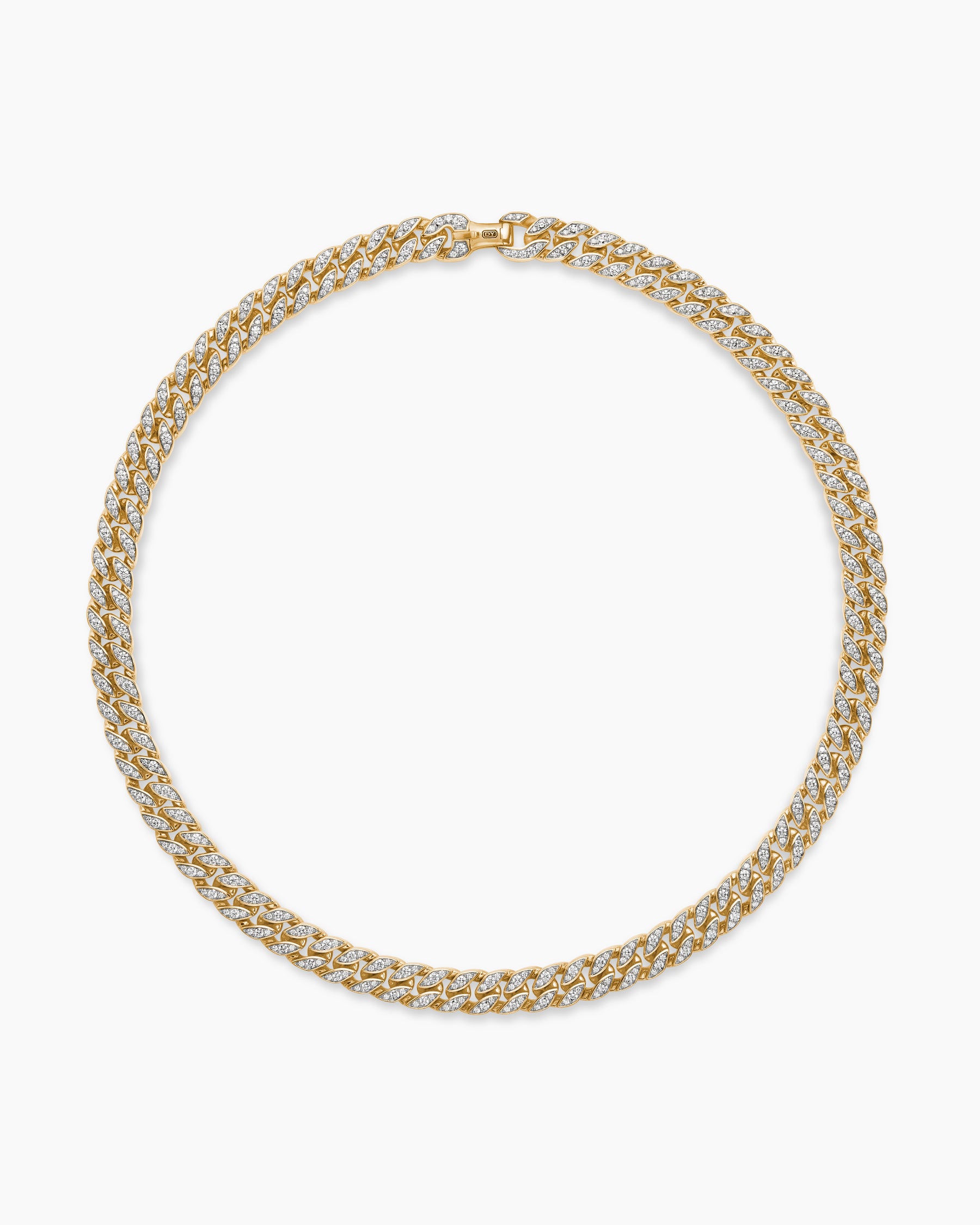 Curb Chain Necklace in 18K Yellow Gold with Diamonds, 11.5mm - Image 4