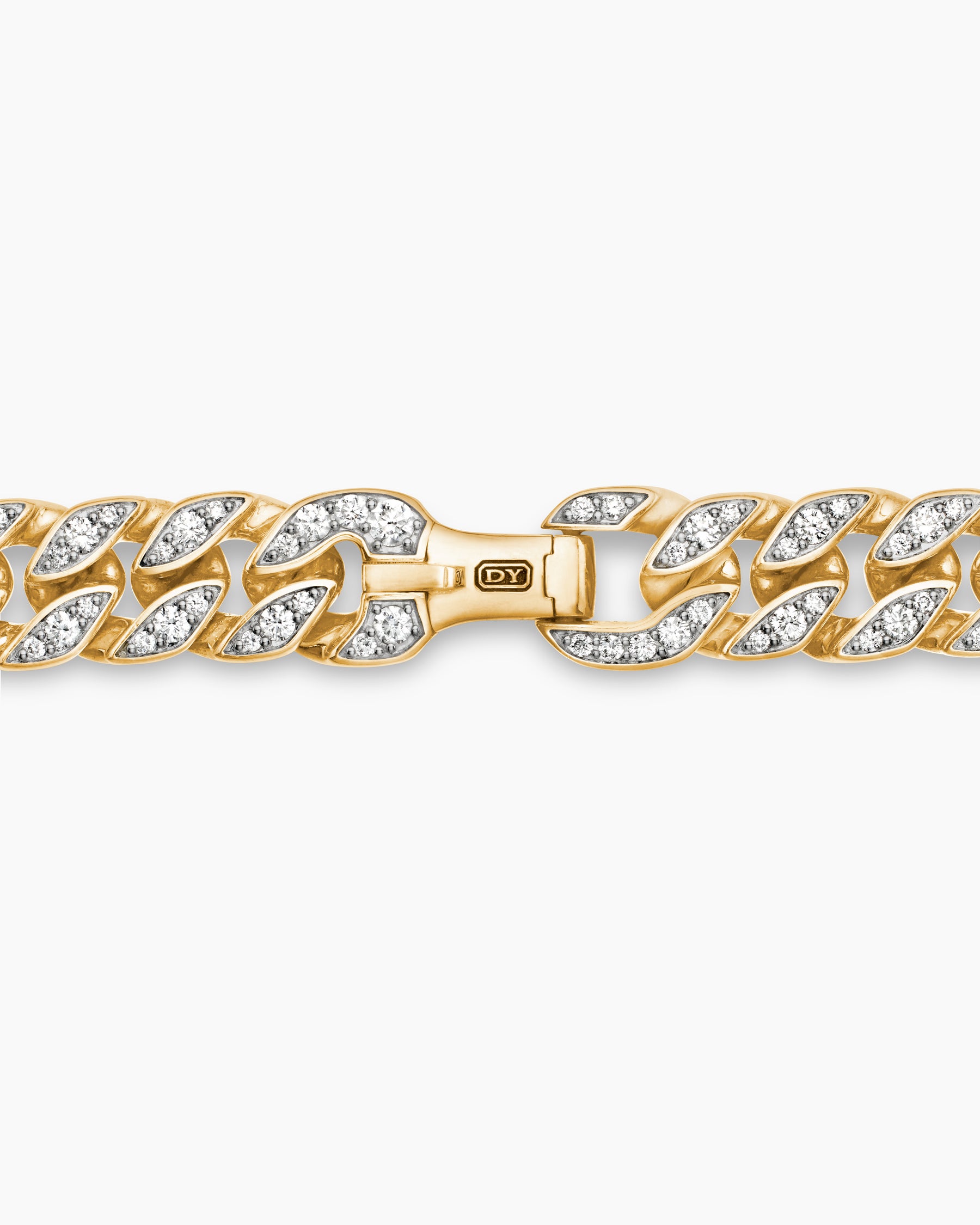 Curb Chain Necklace in 18K Yellow Gold with Diamonds, 11.5mm - Image 5