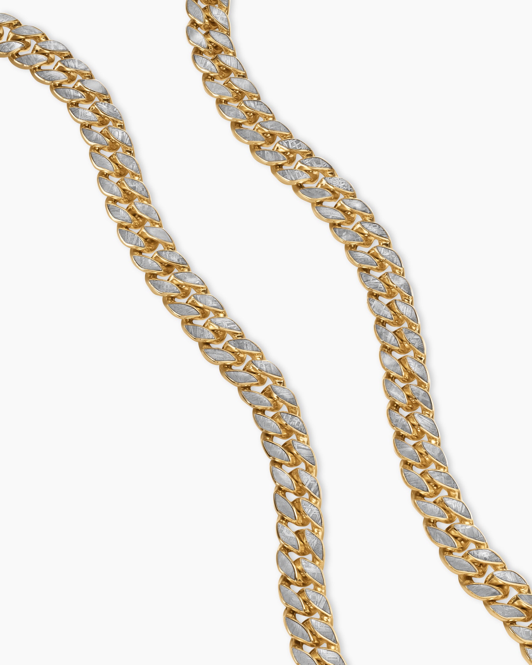 Curb Chain Necklace in 18K Yellow Gold with Meteorite, 11.5mm - Image 3