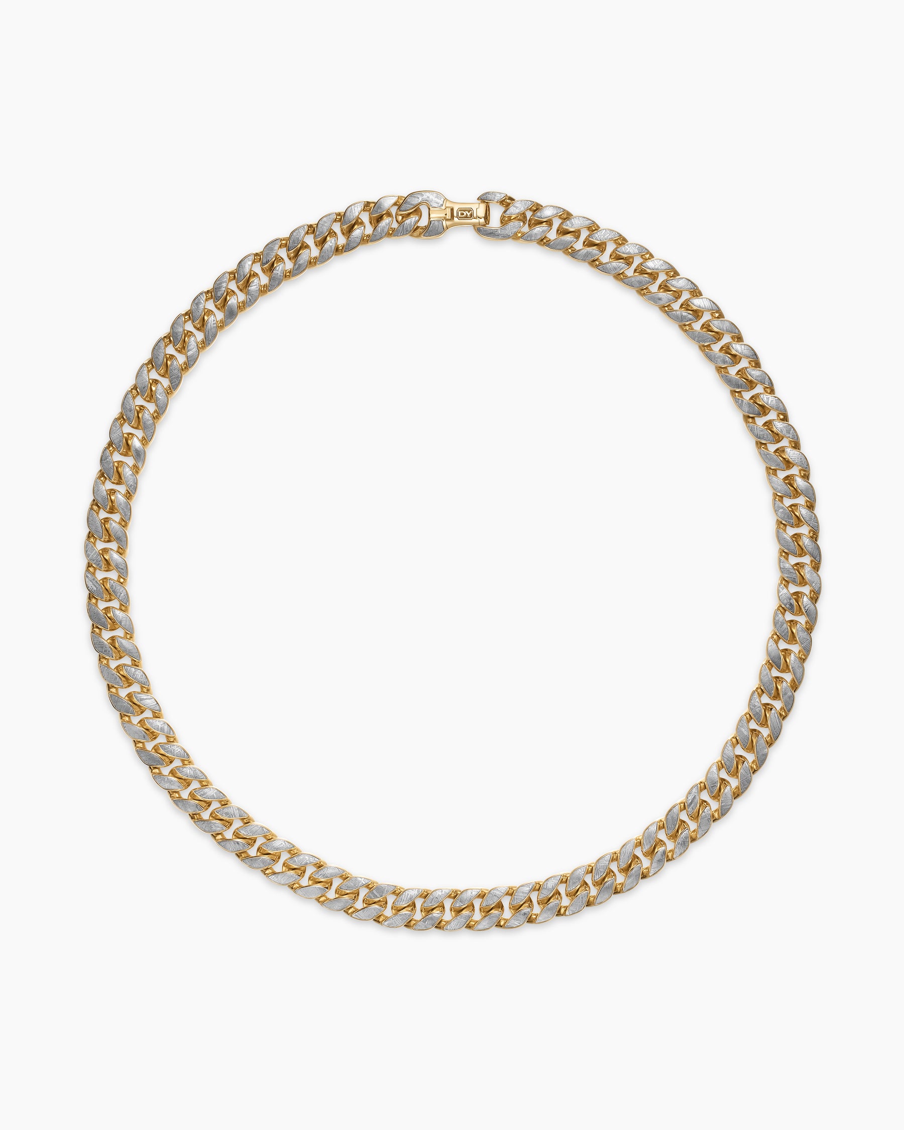 Curb Chain Necklace in 18K Yellow Gold with Meteorite, 11.5mm - Image 4