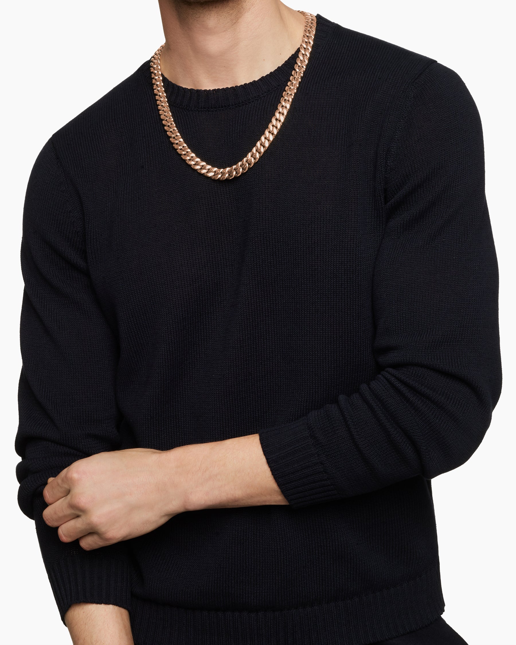 Alternative view of Curb Chain Necklace in 18K Rose Gold, 11.5mm