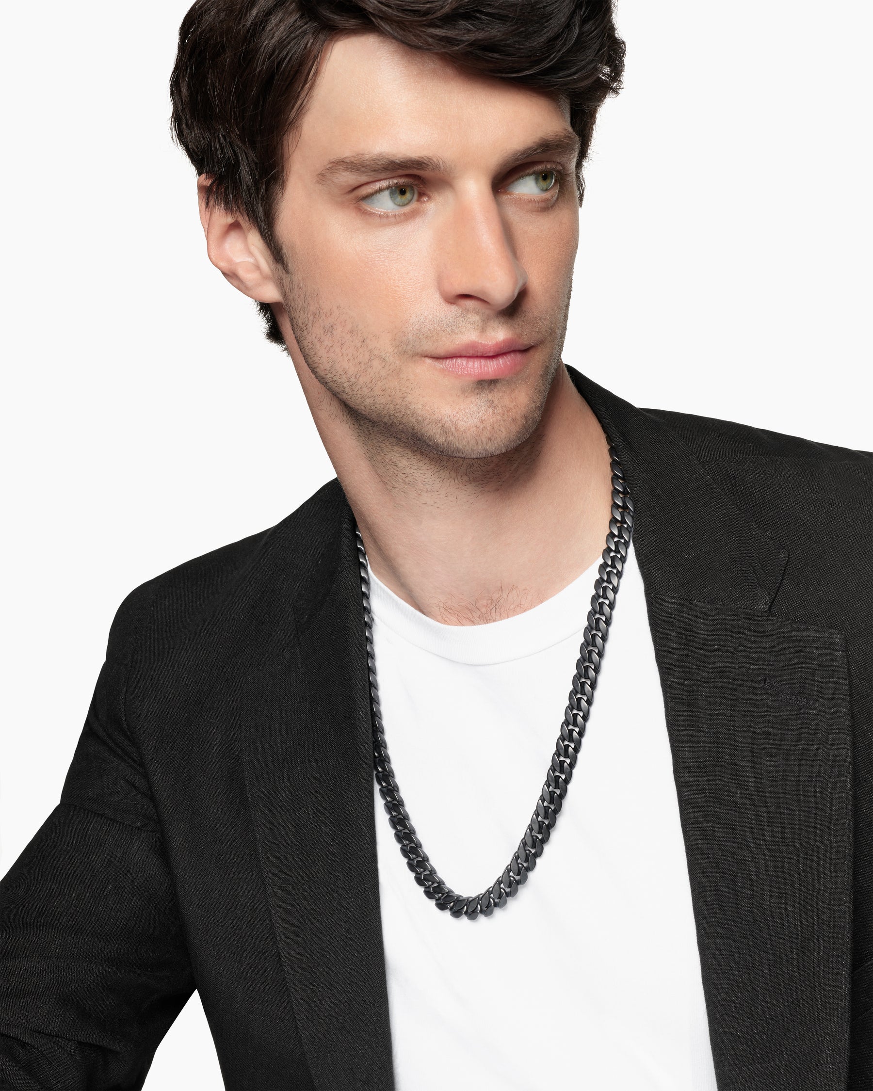 Curb Chain Necklace in Black Titanium, 11.5mm - Image 2