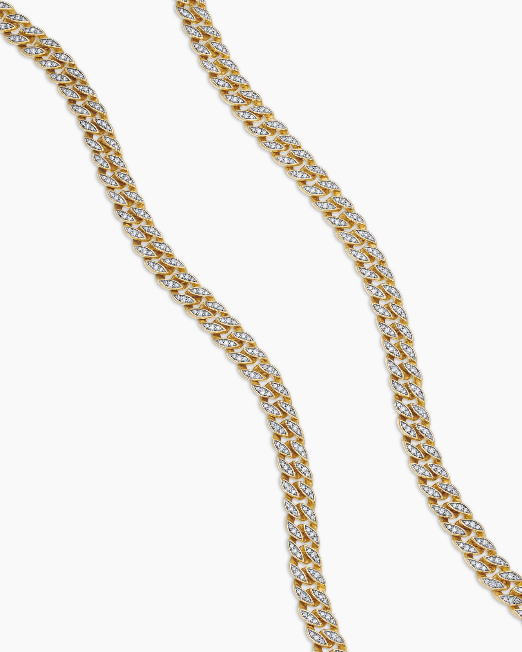 Curb Chain Necklace in 18K Yellow Gold with Diamonds, 8mm - Image 2