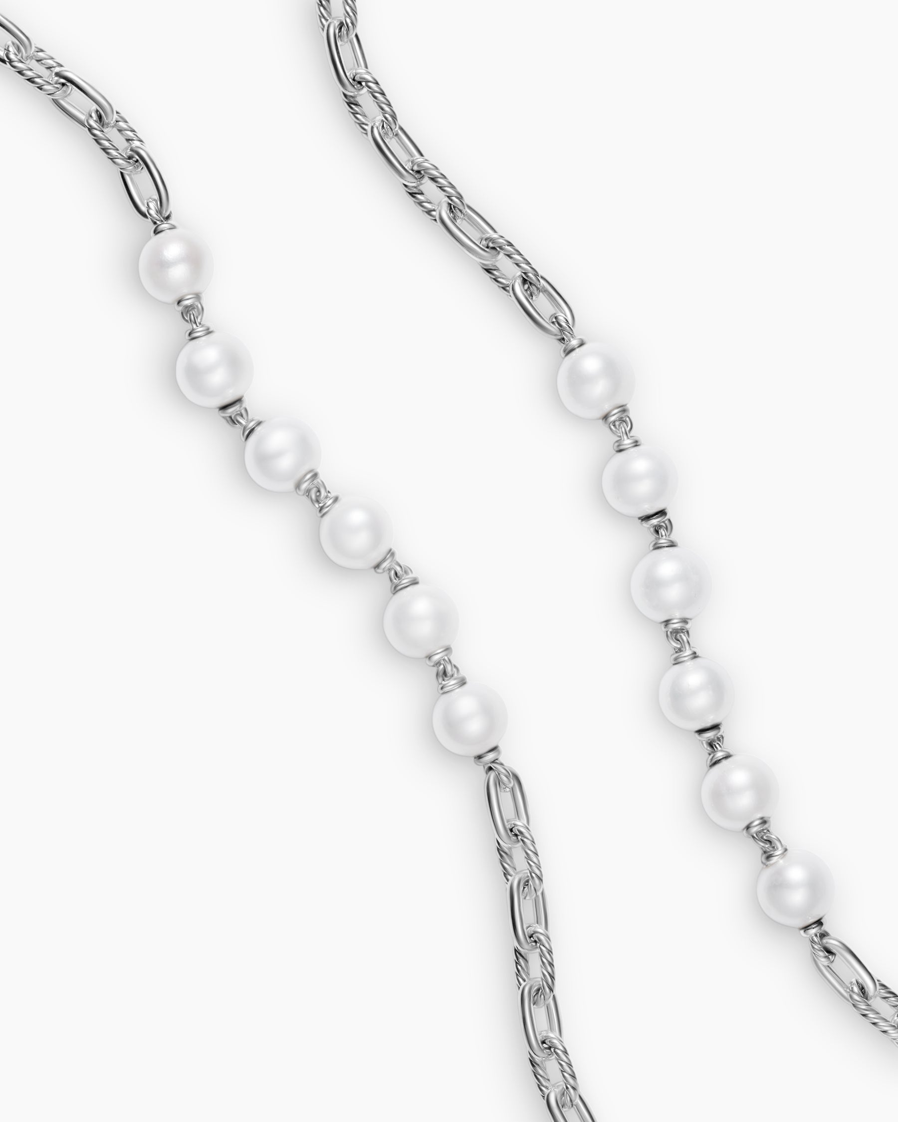 DY Madison Chain Necklace in Sterling Silver with Pearls, 6mm - Image 3