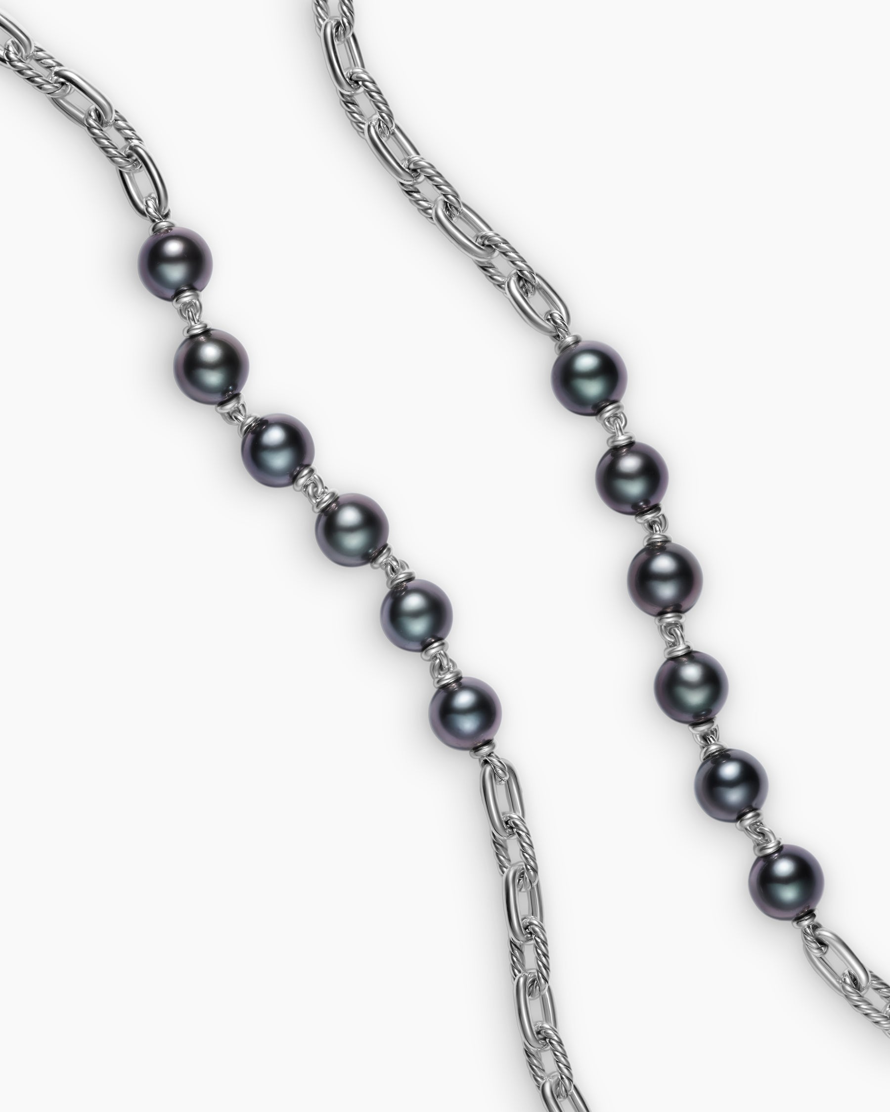 DY Madison Chain Necklace in Sterling Silver with Grey Pearls, 6mm - Image 3