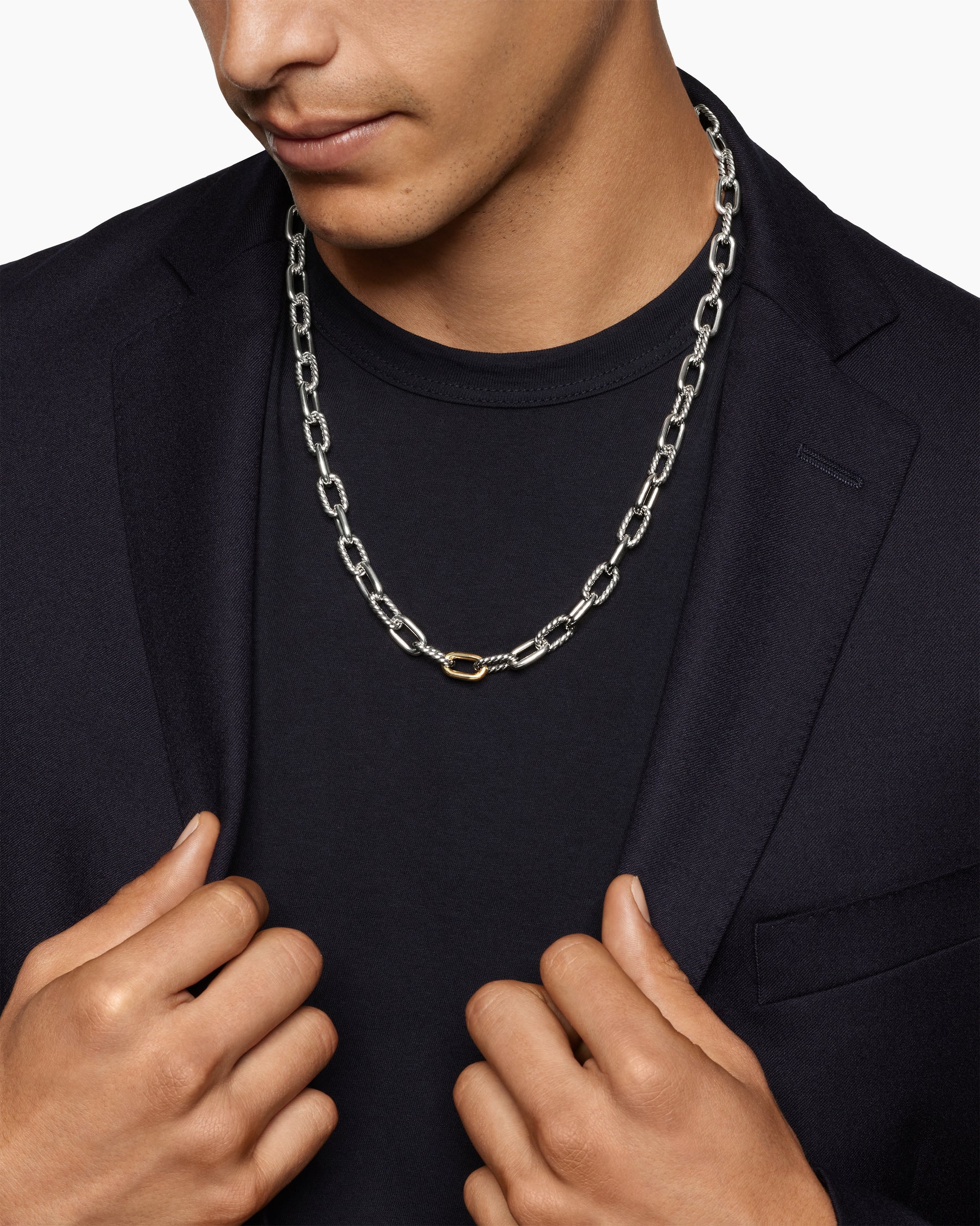 DY Madison Chain Necklace in Sterling Silver with 18K Yellow Gold, 8.5mm - Image 2