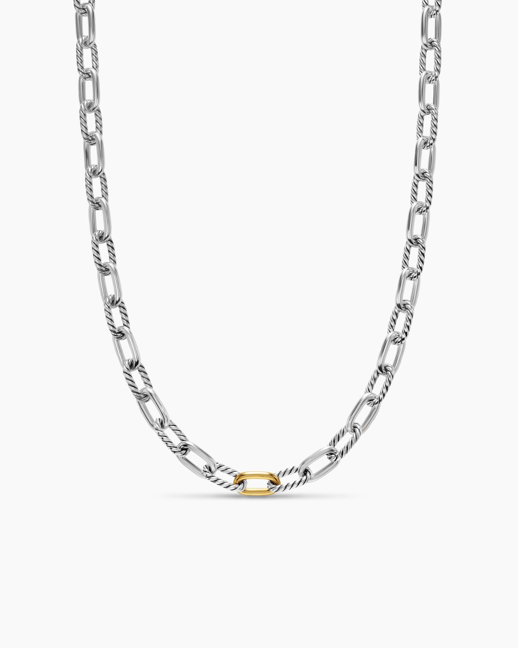 DY Madison Chain Necklace in Sterling Silver with 18K Yellow Gold, 8.5mm