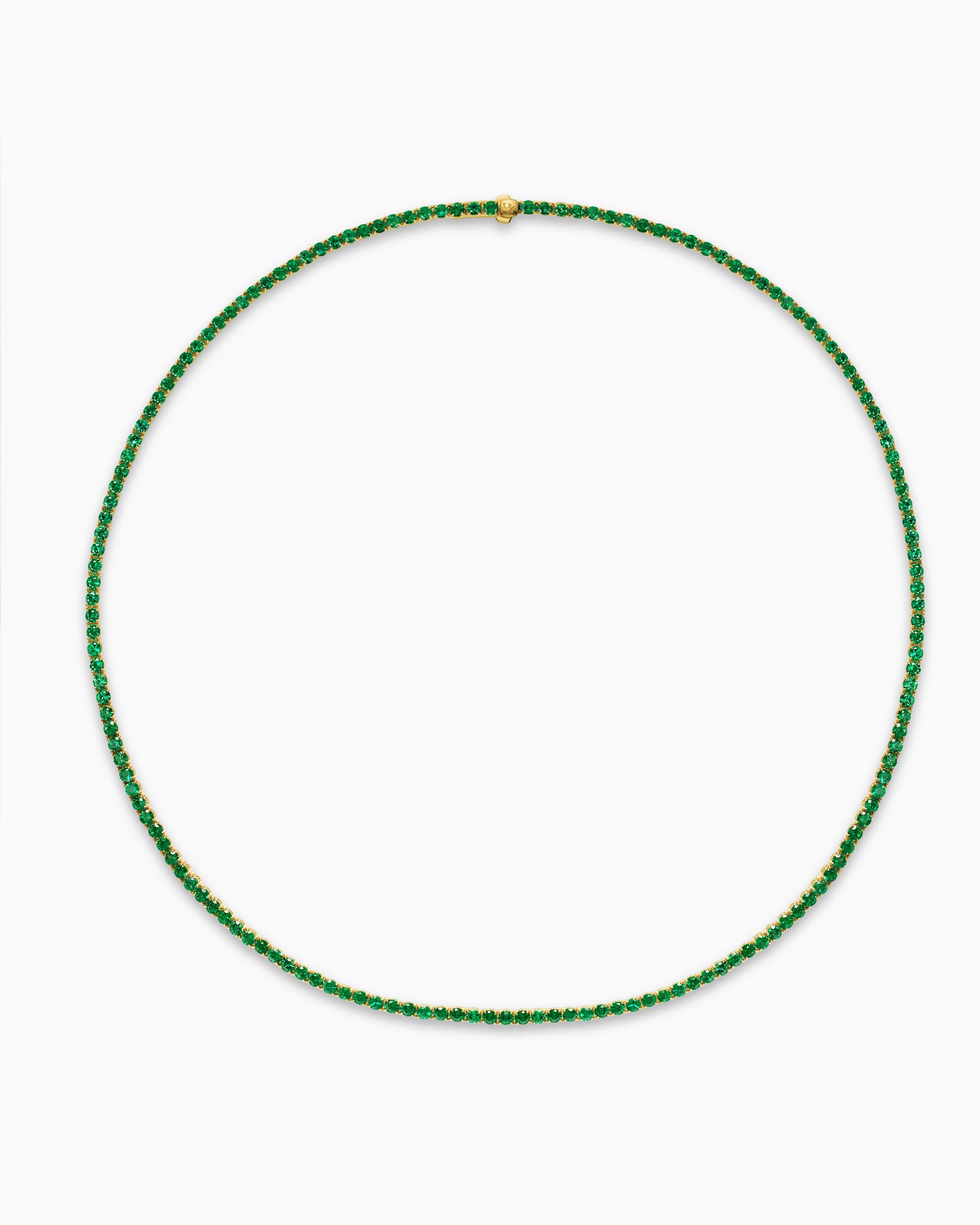 Tennis Necklace in 18K Yellow Gold with Emeralds, 3mm - Image 3