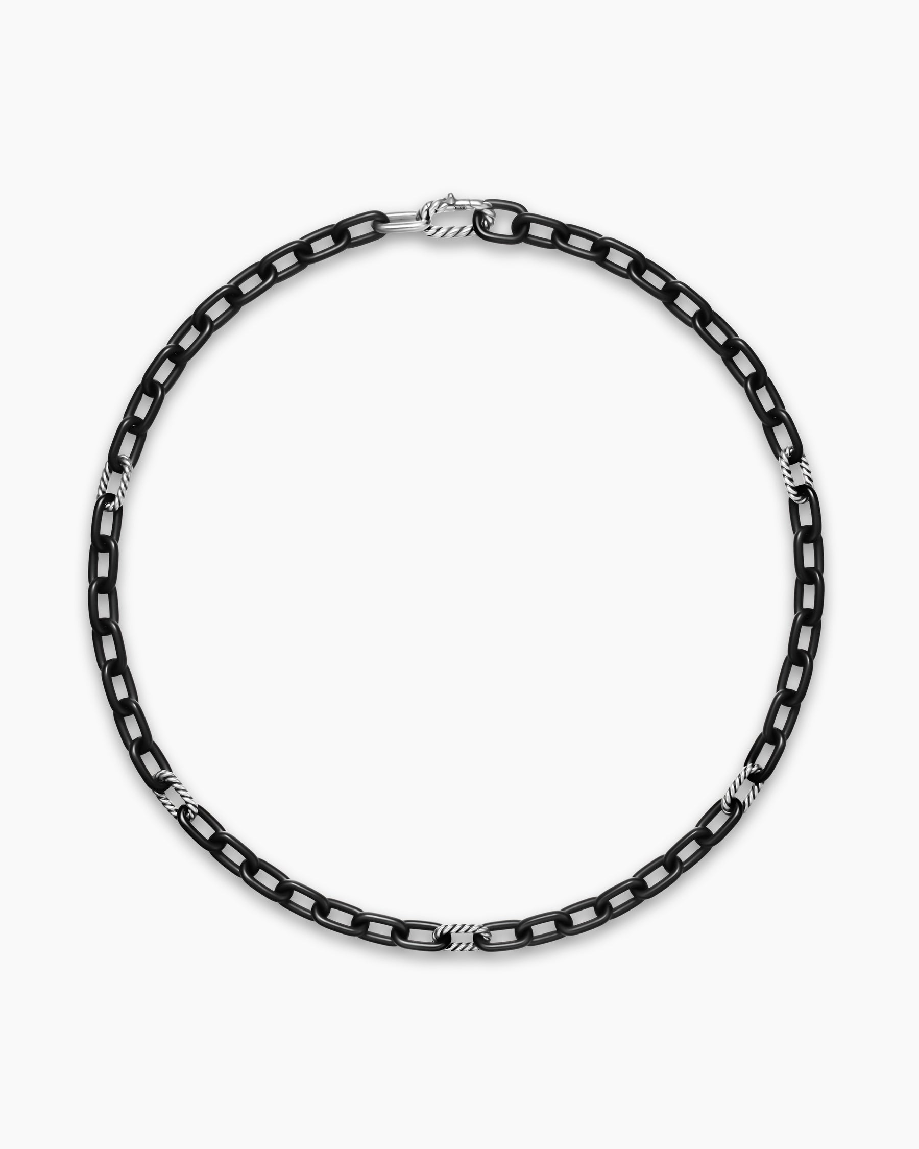 DY Madison Chain Necklace in Black Titanium with Sterling Silver, 8.5mm - Image 3