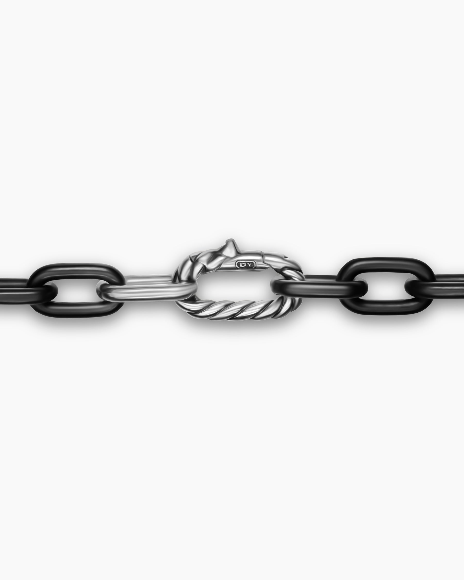 DY Madison Chain Necklace in Black Titanium with Sterling Silver, 8.5mm - Image 4