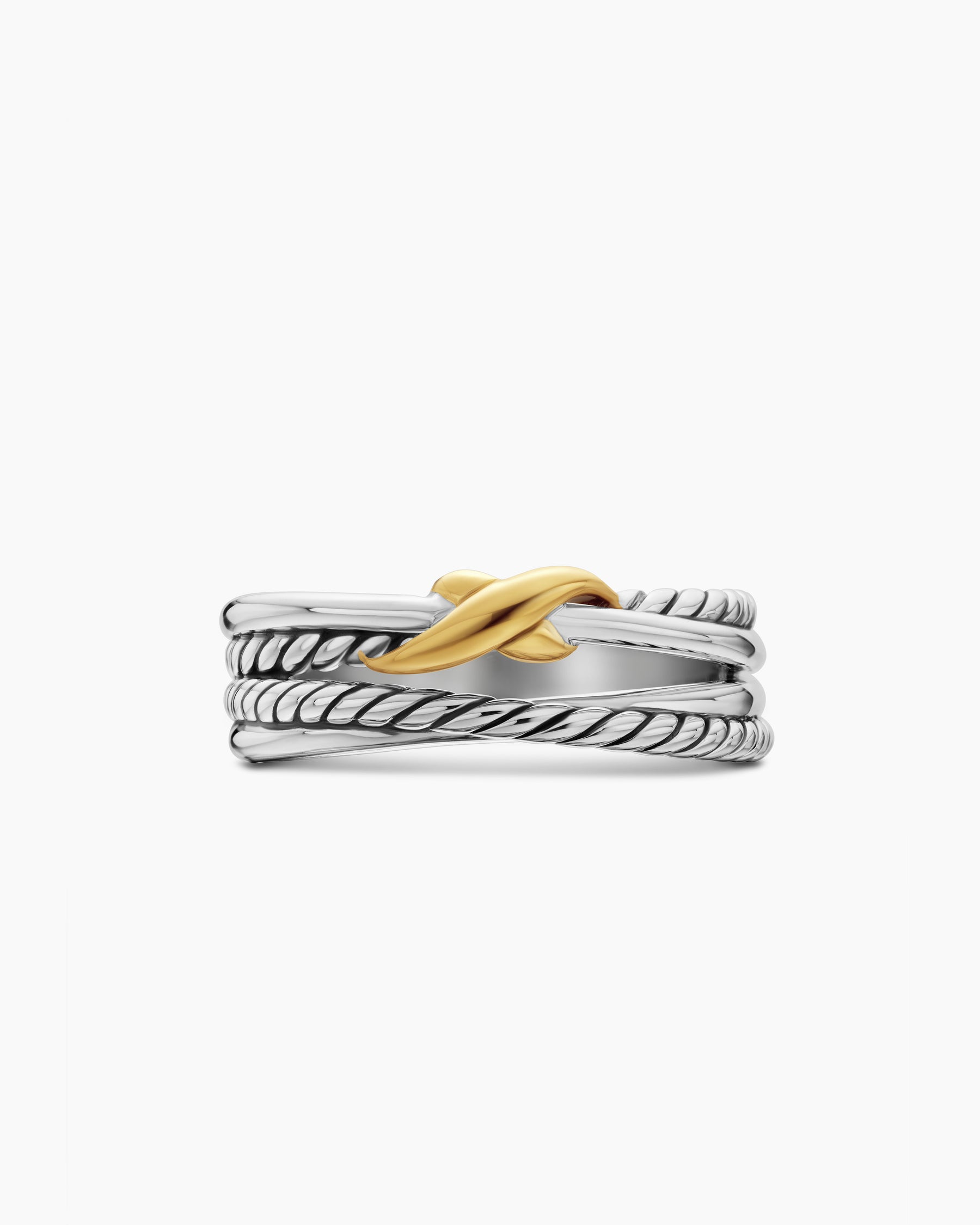 X Crossover Band Ring in Sterling Silver with 18K Yellow Gold, 6mm - Image 4