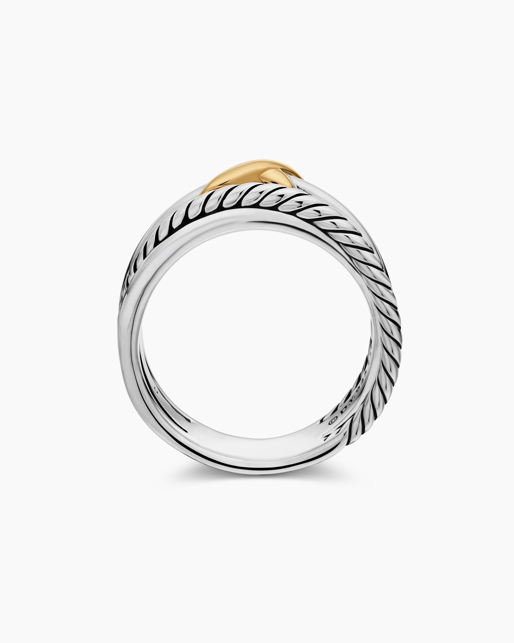 X Crossover Band Ring in Sterling Silver with 18K Yellow Gold, 6mm - Image 5