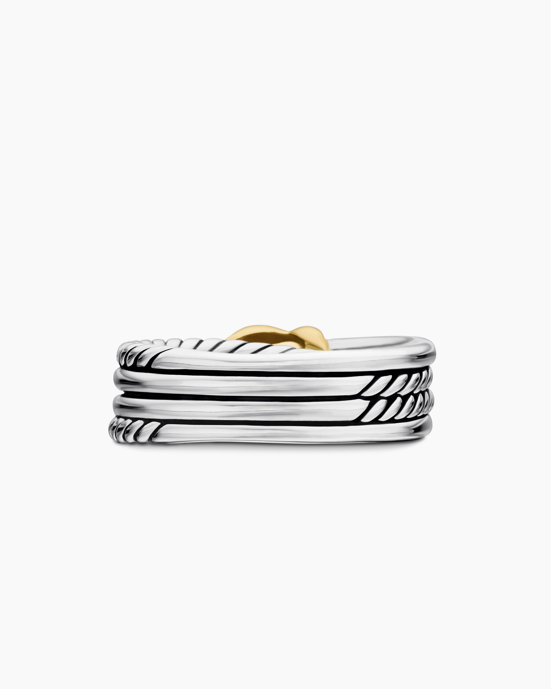 X Crossover Band Ring in Sterling Silver with 18K Yellow Gold, 6mm - Image 6
