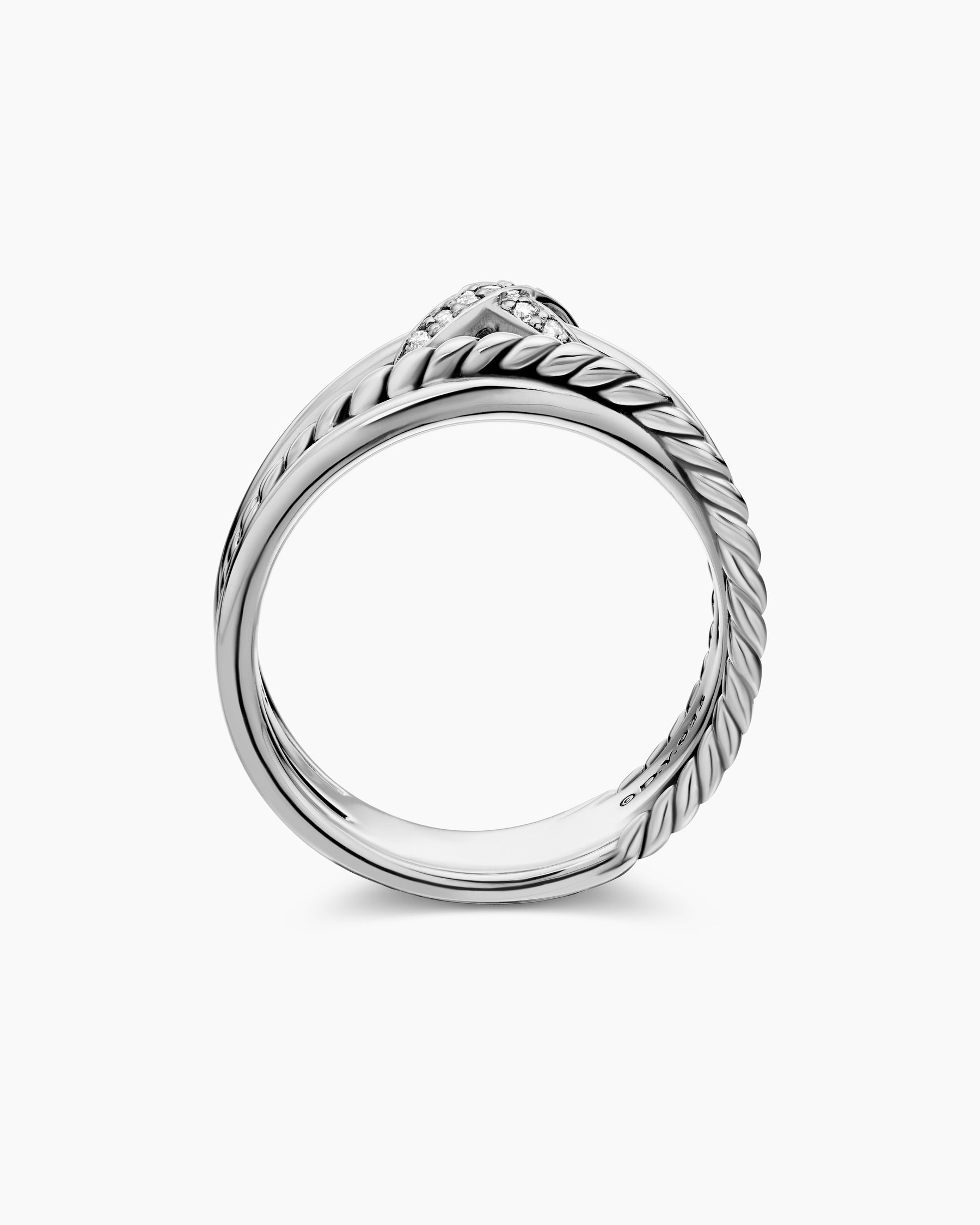 X Crossover Band Ring in Sterling Silver with Diamonds, 6mm - Image 5