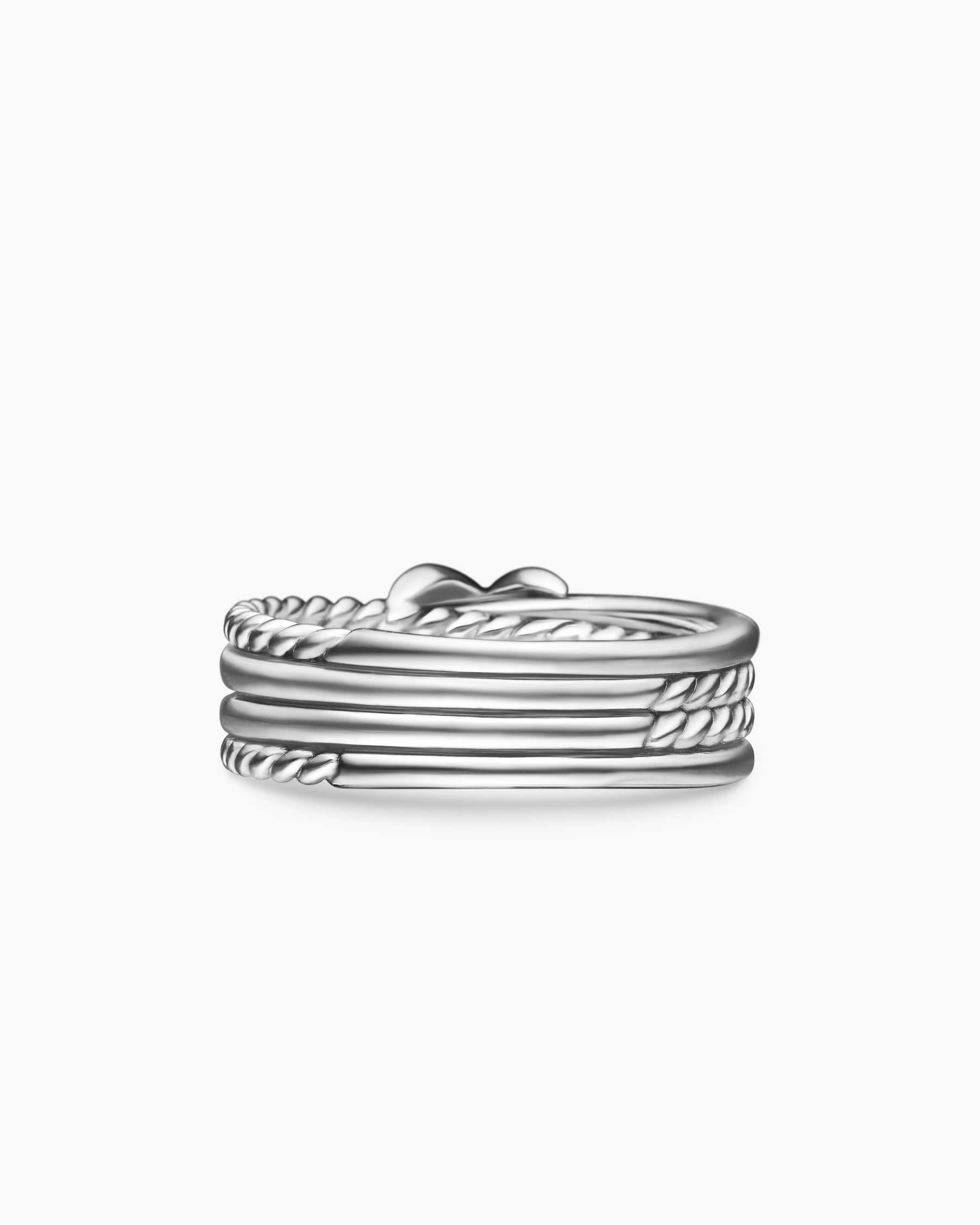 X Crossover Band Ring in Sterling Silver with Diamonds, 6mm - Image 6
