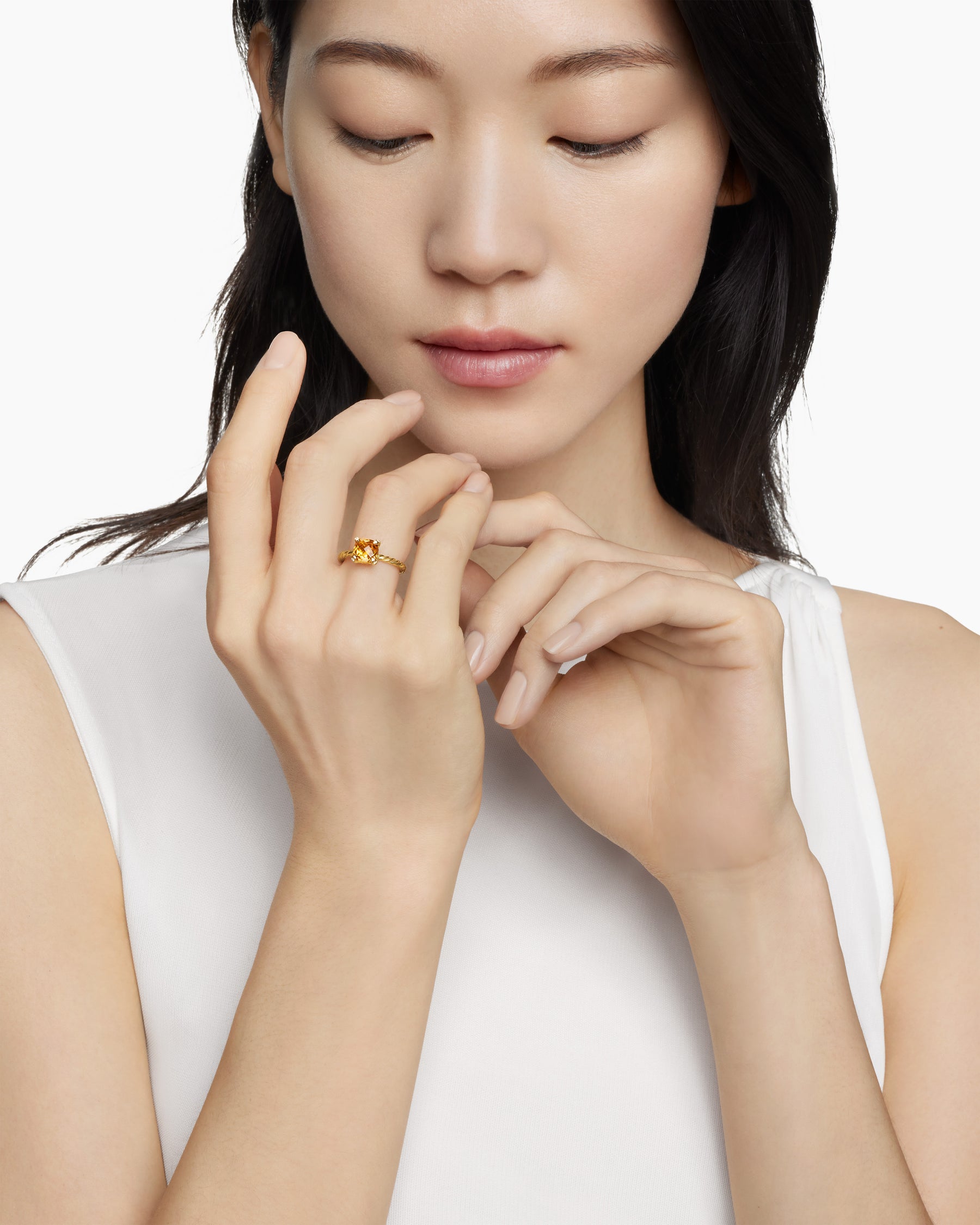 Chatelaine Ring in 18K Yellow Gold with Citrine and Diamonds, 7mm - Image 2