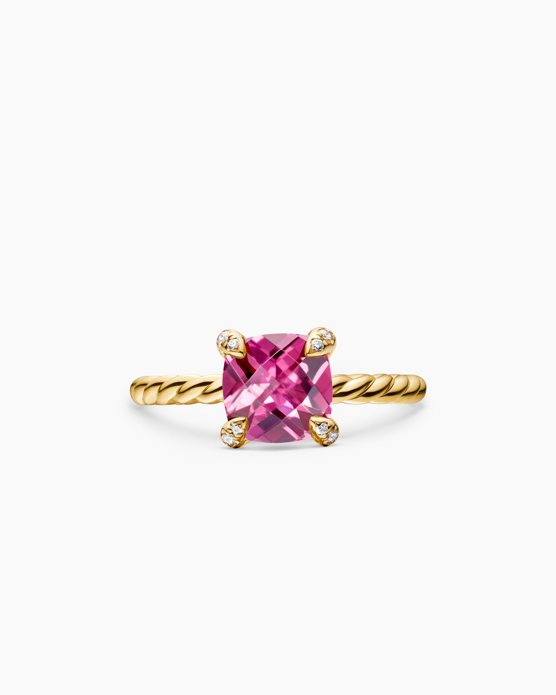 Chatelaine Ring in 18K Yellow Gold with Pink Tourmaline and Diamonds, 7mm - Image 4