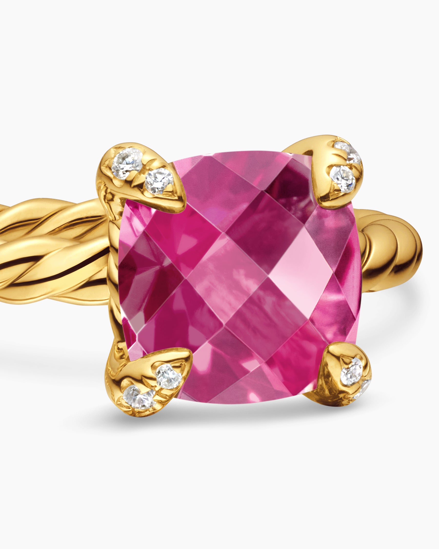 Chatelaine Ring in 18K Yellow Gold with Pink Tourmaline and Diamonds, 7mm - Image 5