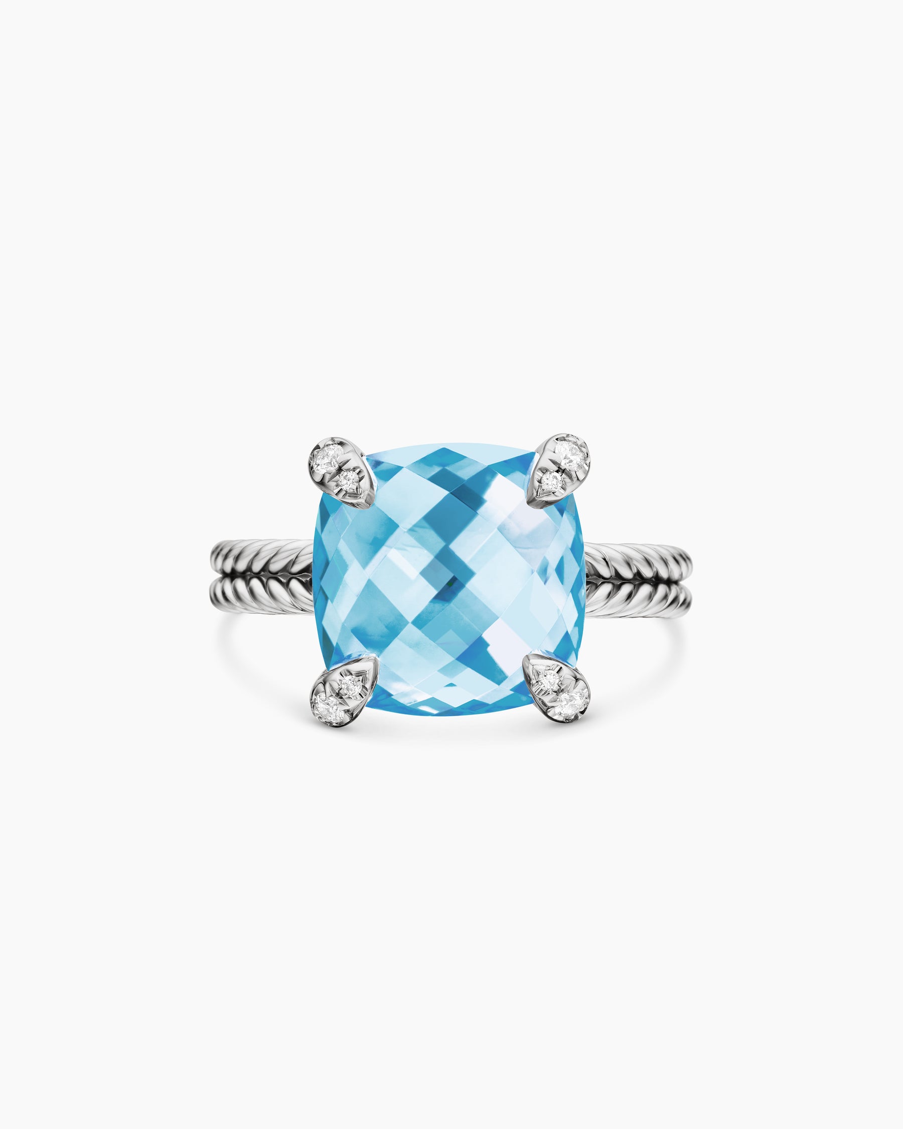 Chatelaine Ring in Sterling Silver with Blue Topaz and Diamonds, 11mm - Image 4