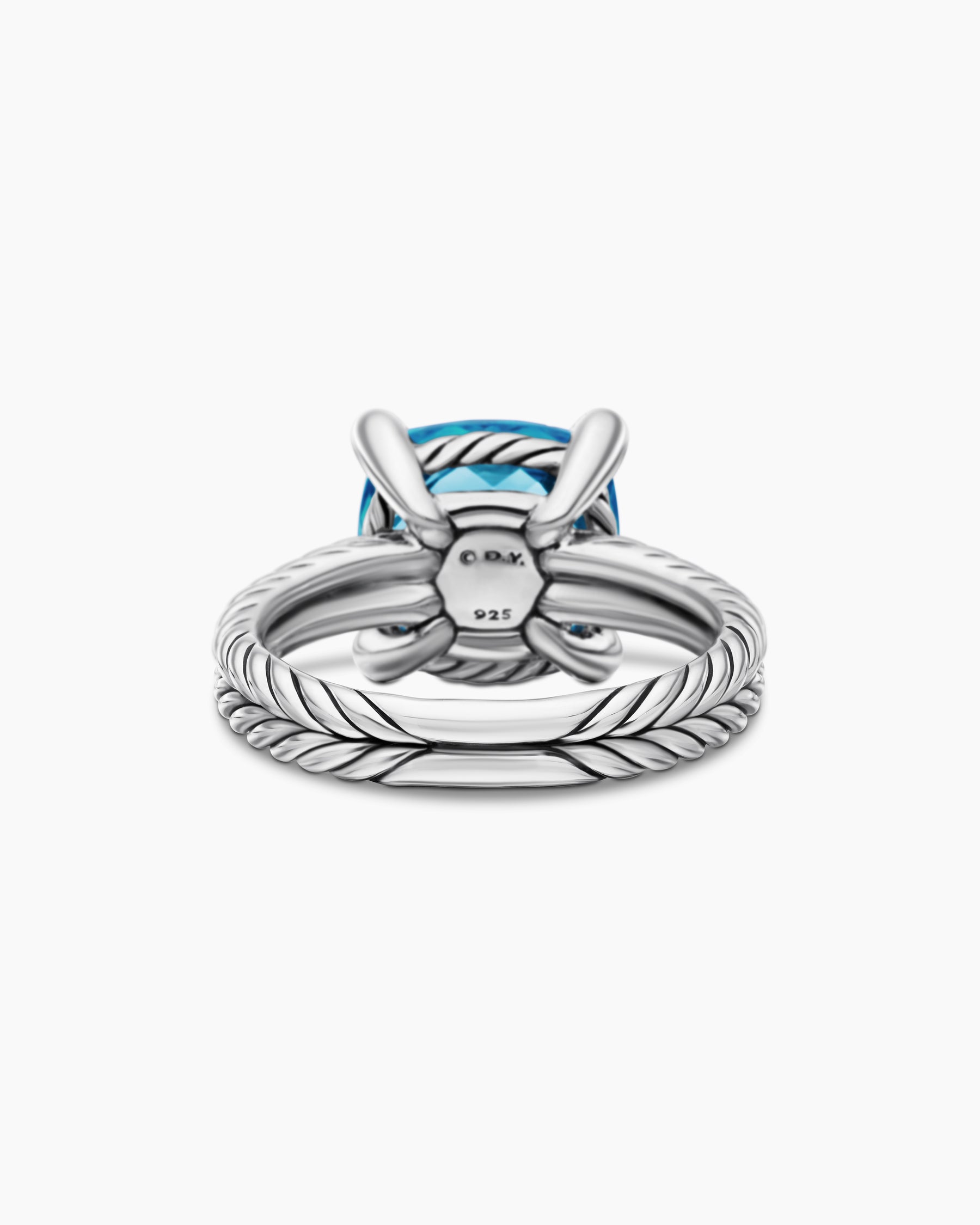 Chatelaine Ring in Sterling Silver with Blue Topaz and Diamonds, 11mm - Image 6