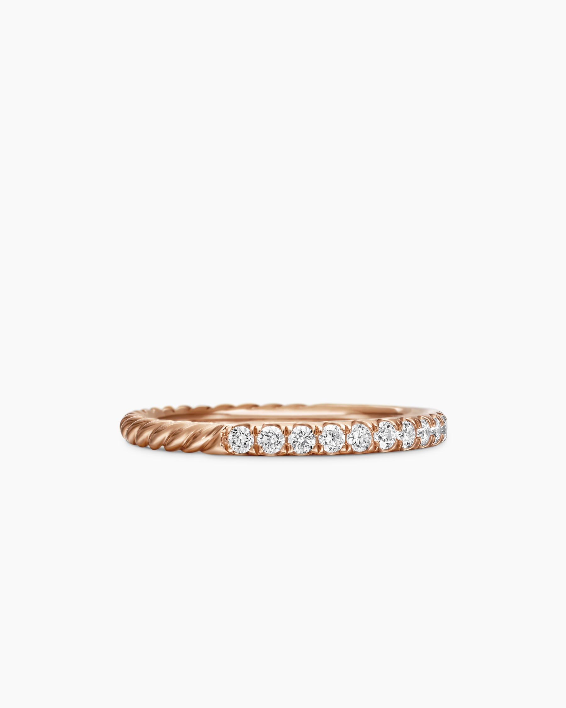 Cable Collectibles Stack Ring in 18K Rose Gold with Diamonds, 2mm