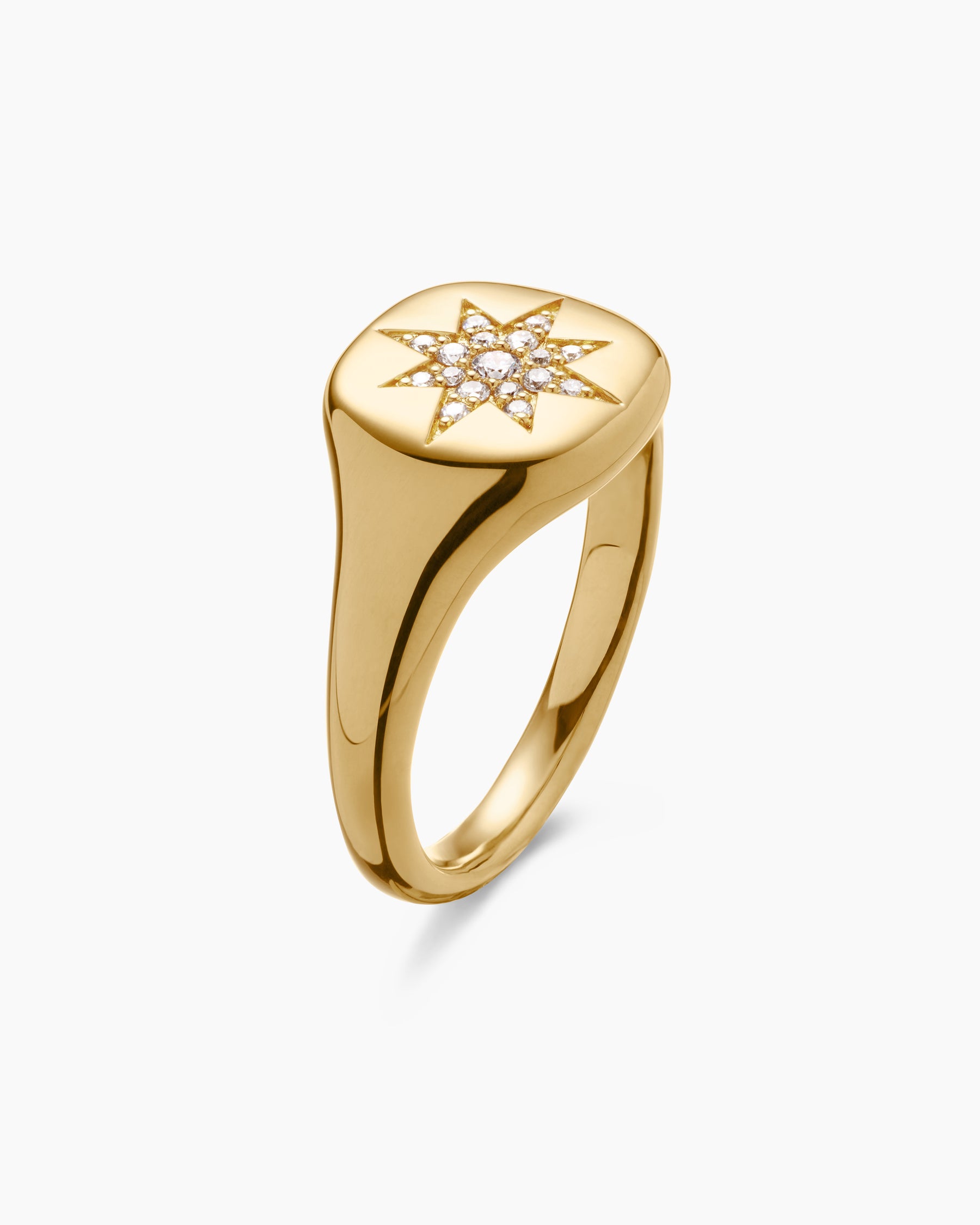Cable Collectibles Compass Pinky Ring in 18K Yellow Gold with Diamonds, 9.7mm - Image 3
