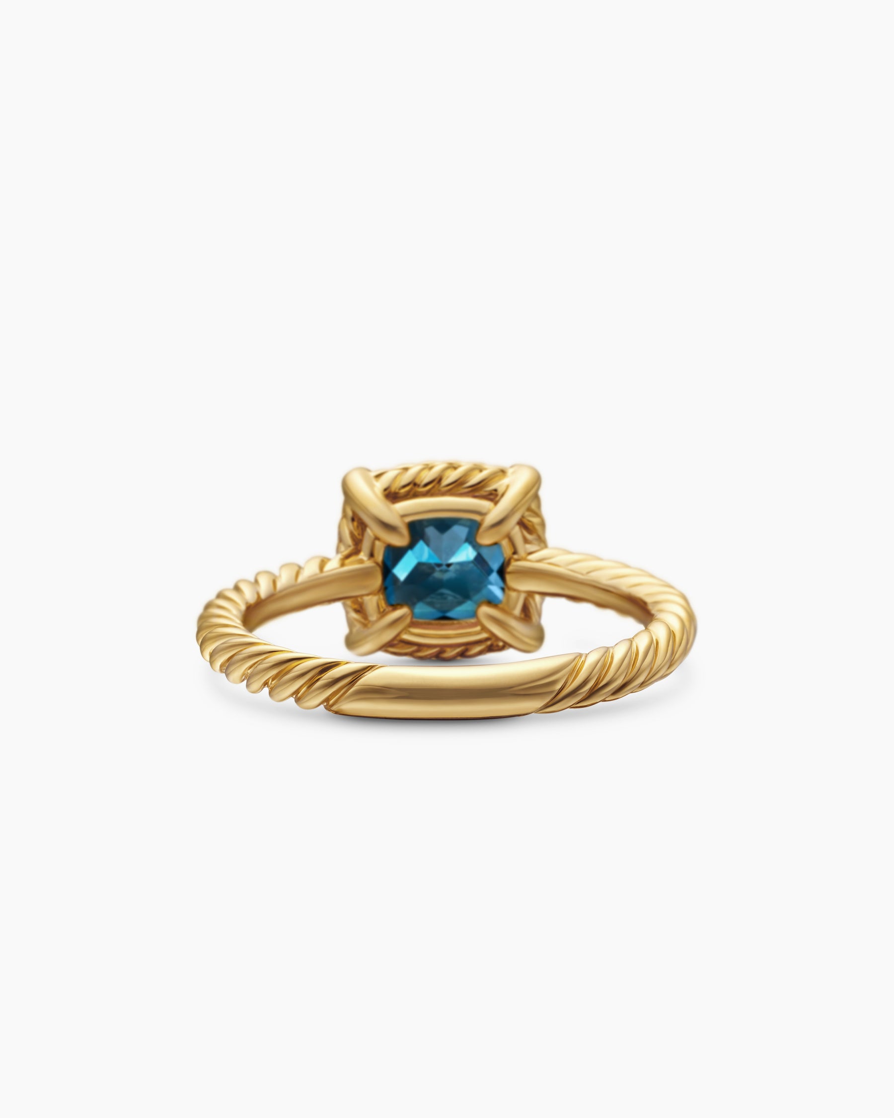 Petite Chatelaine Pavé Bezel Ring in 18K Yellow Gold with Hampton Blue Topaz and Diamonds, 7mm - Image 6