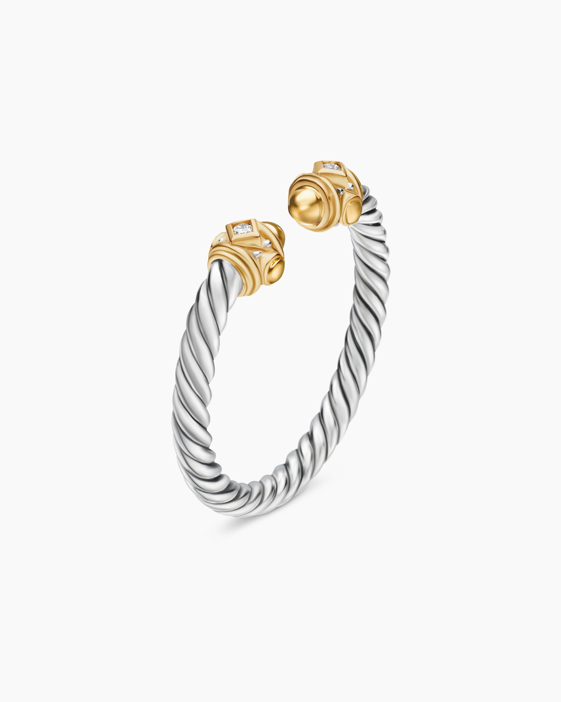 Renaissance Ring in Sterling Silver with 14K Yellow Gold, Gold Domes and Diamonds, 2.3mm - Image 3