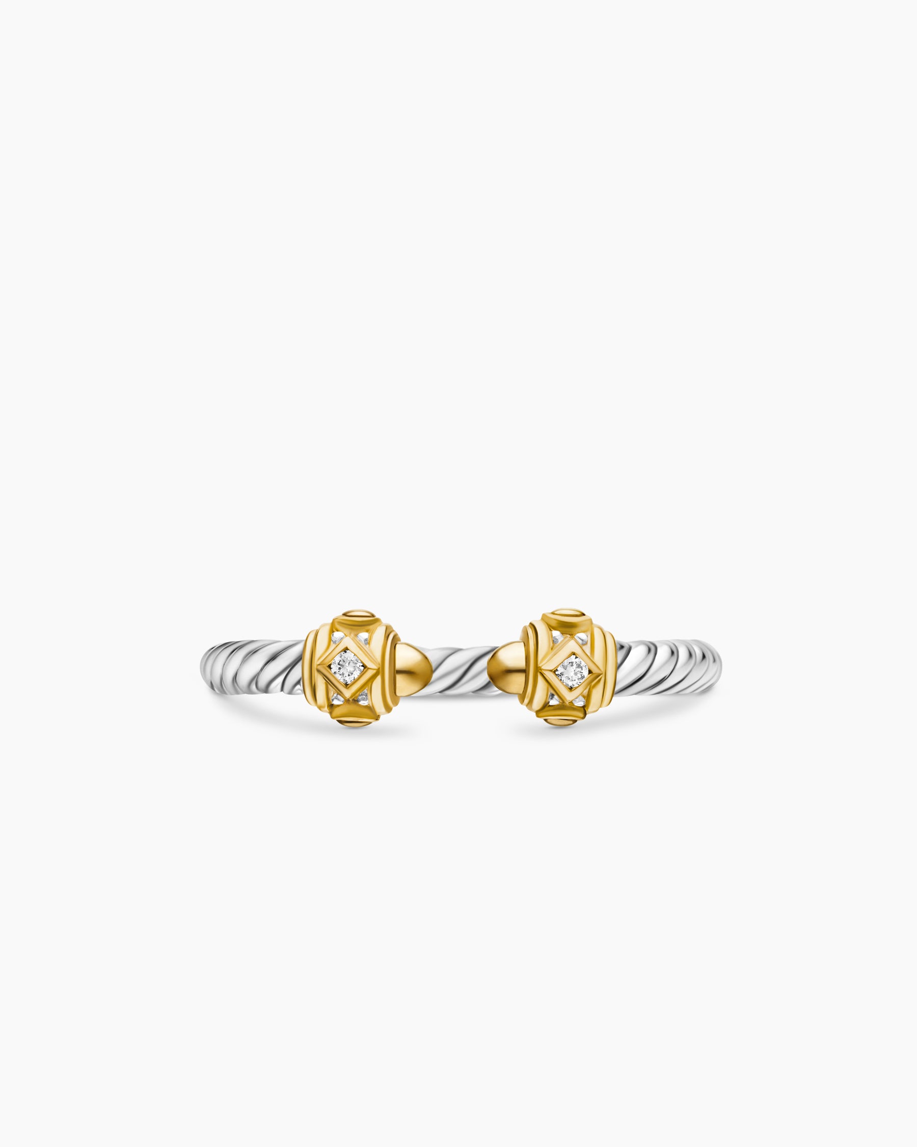 Renaissance Ring in Sterling Silver with 14K Yellow Gold, Gold Domes and Diamonds, 2.3mm - Image 4