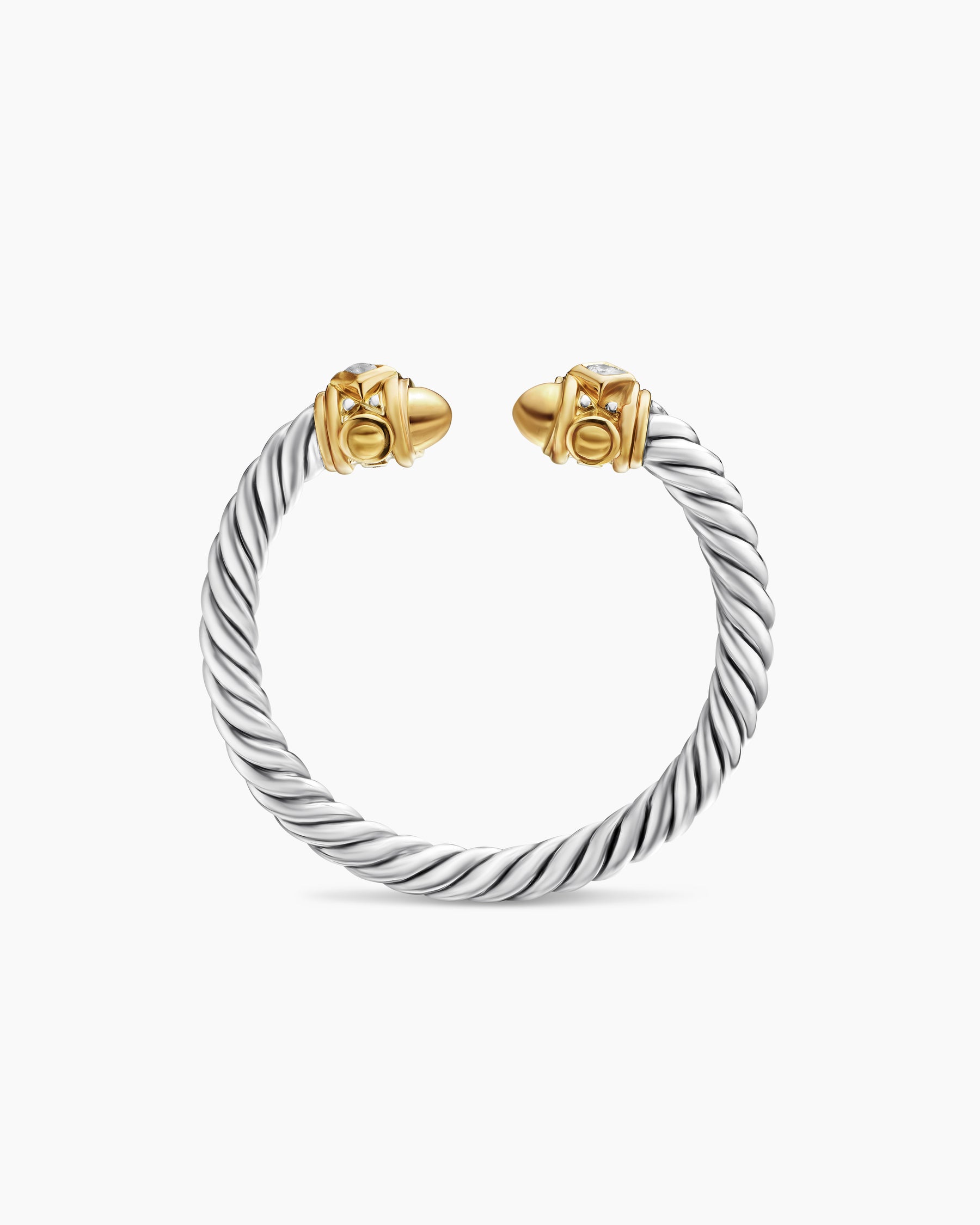 Renaissance Ring in Sterling Silver with 14K Yellow Gold, Gold Domes and Diamonds, 2.3mm - Image 5