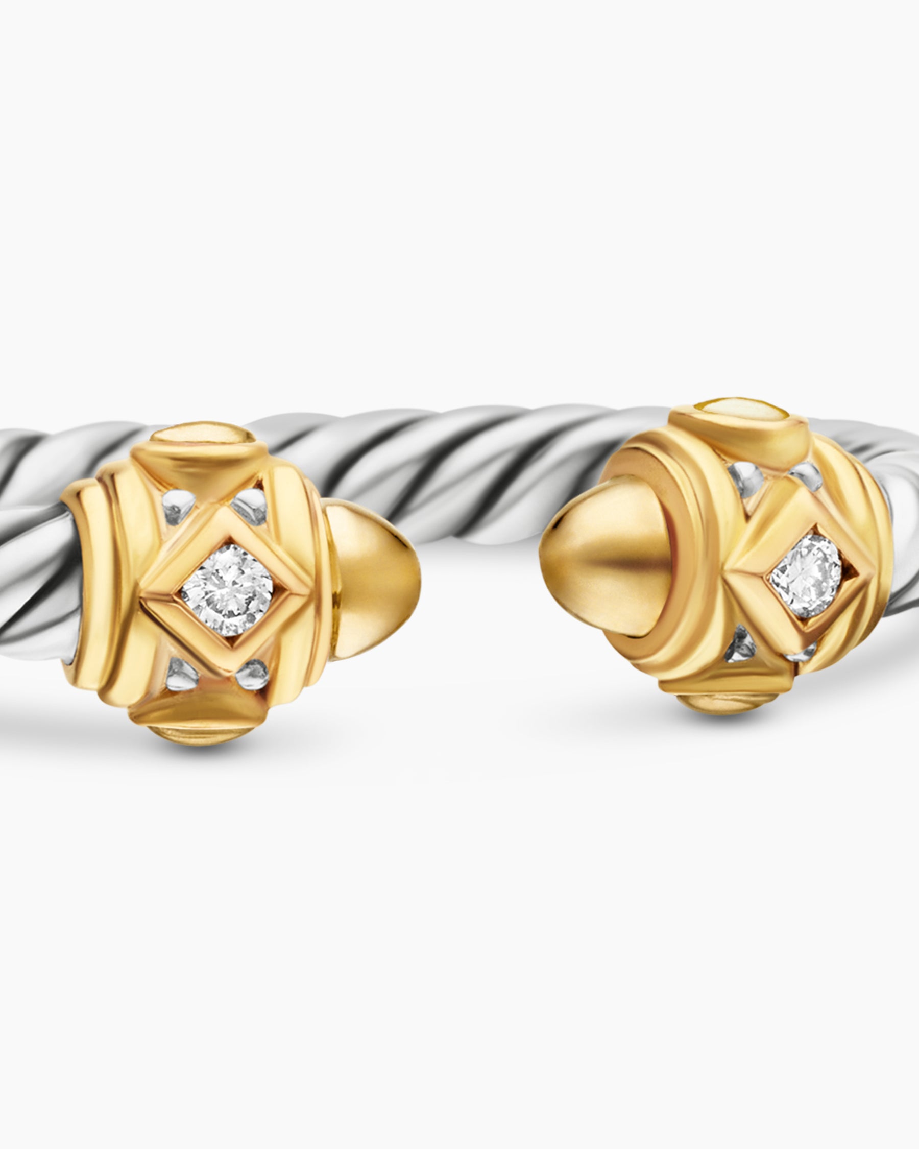 Renaissance Ring in Sterling Silver with 14K Yellow Gold, Gold Domes and Diamonds, 2.3mm - Image 7